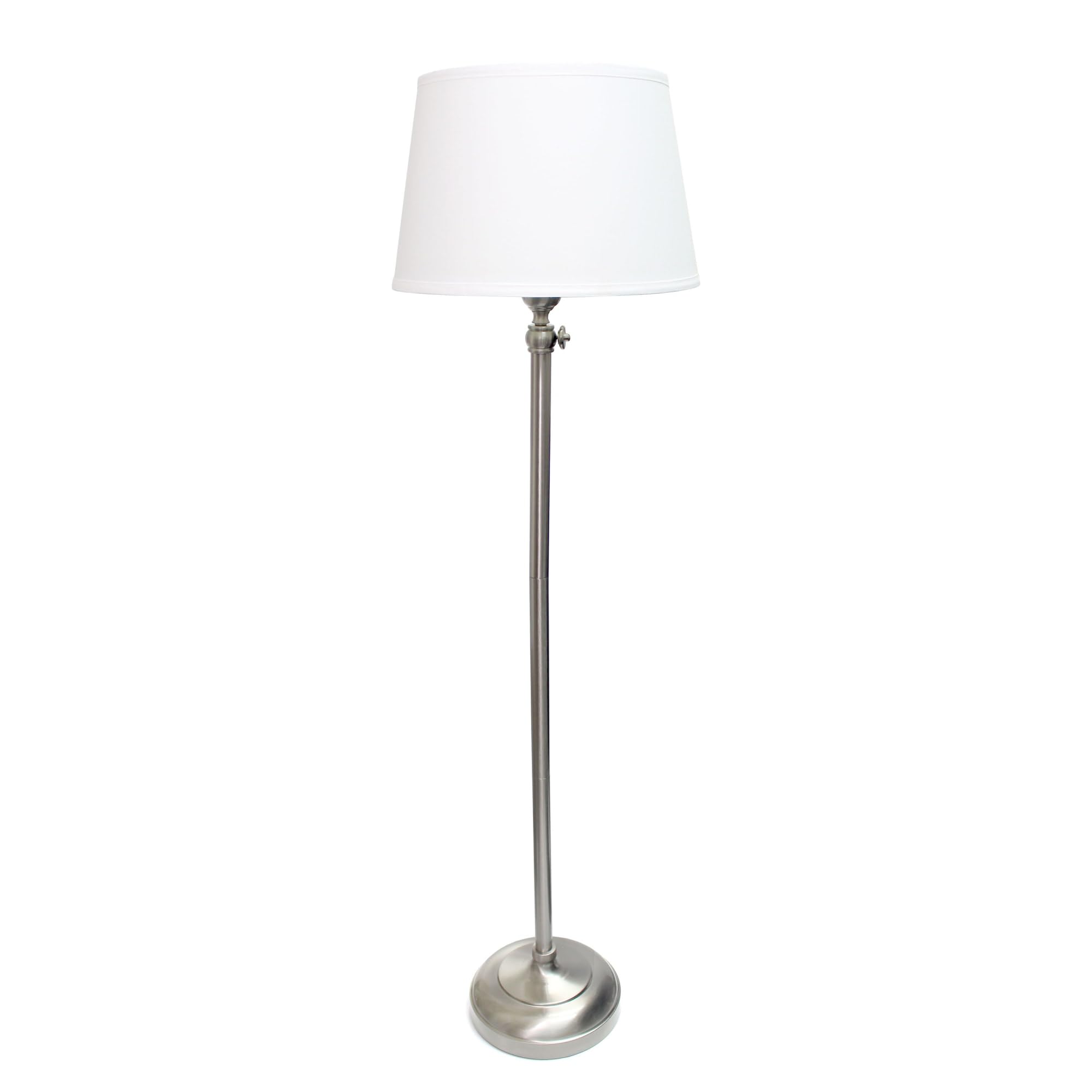 Elegant Designs LC1017-BSN Brushed Nickel Adjustable 3-Piece Lamp Set with White Fabric Shades - 1 Floor Lamp & 2 Table Lamps for Living Room, Bedroom, or Office Lighting Decor