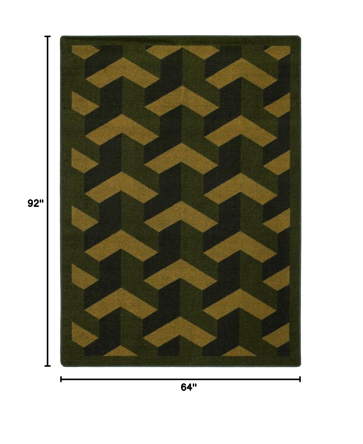 Joy Carpets Kaleidoscope Rooftop Whimsical Area Rug - Soft Non-Slip Olive Green Kids Playroom Rug for Nursery, Bedroom & Play Areas