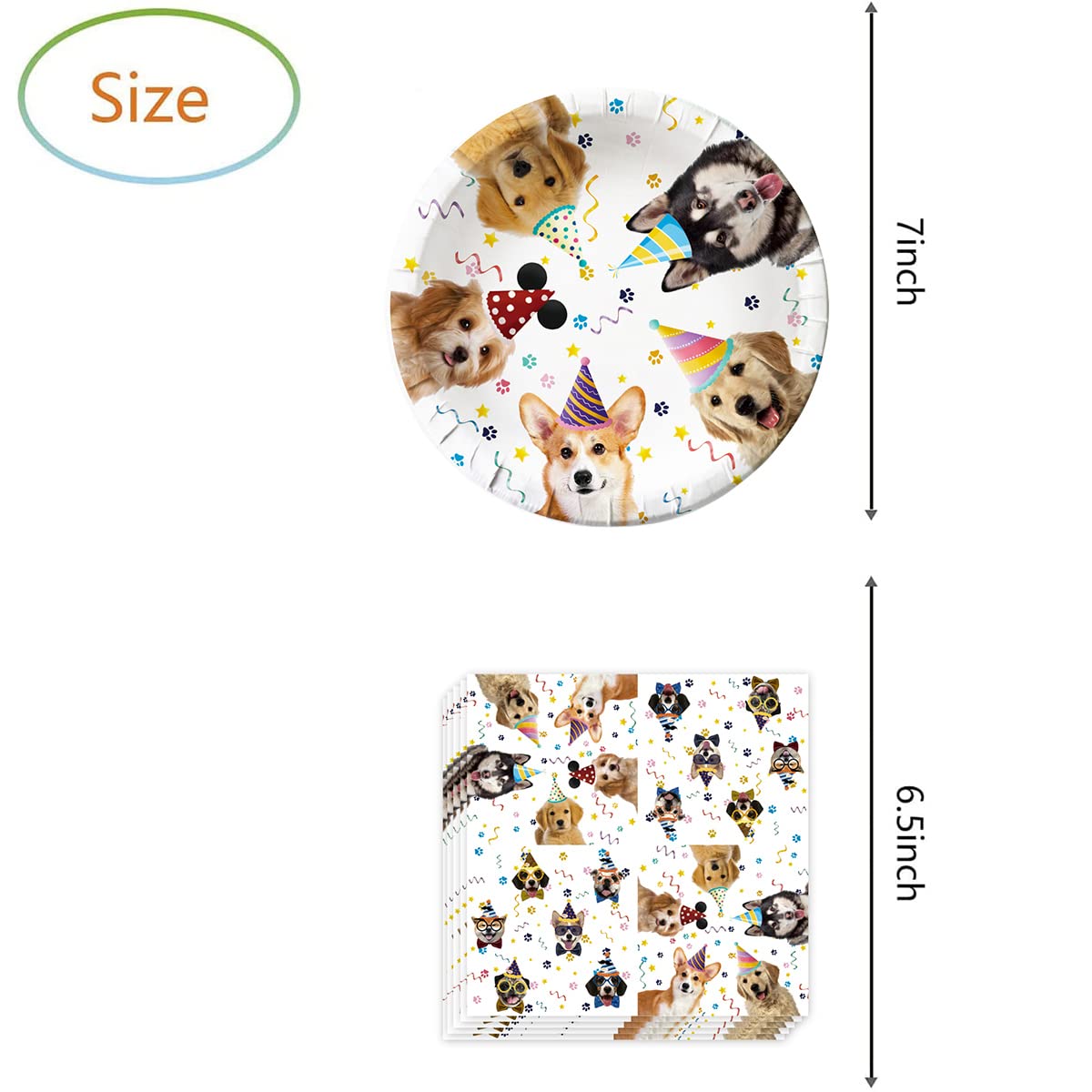 20pcs Dog Birthday Party Decorations Set - Paper Plates & Napkins for Puppy Themed Celebrations | Perfect for Pet Birthday Parties, Dog Show Events & Puppy Adoption Celebrations