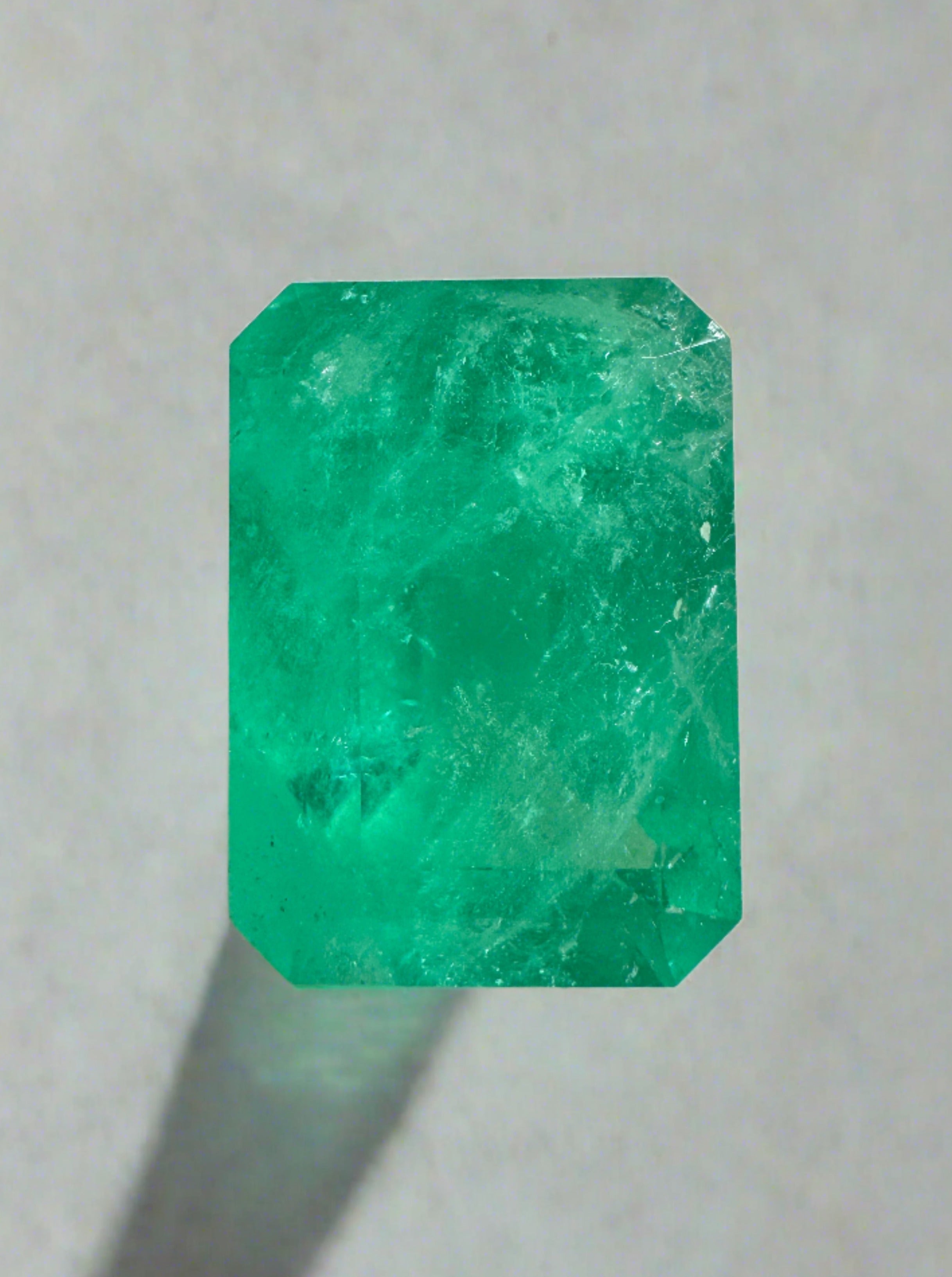 8.84 Carat Natural Colombian Loose Emerald - Vivid Green Color, 14.5x1.5mm Emerald Cut Gemstone for Jewelry Making, Engagement Rings & Luxury Gifts