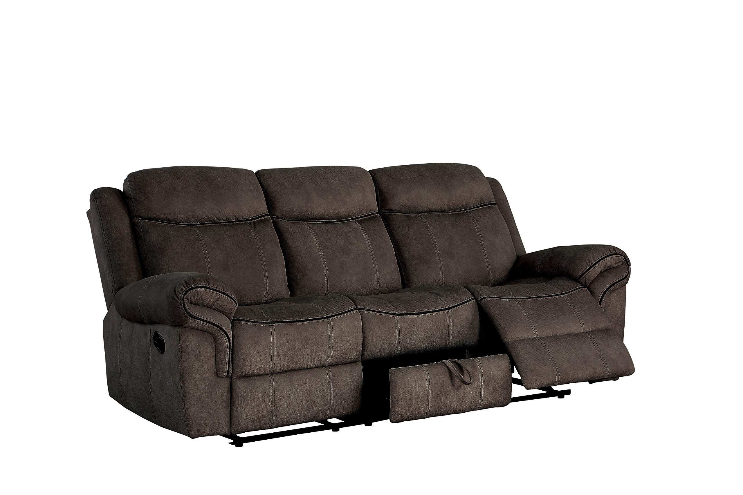 Benjara Brown Velvet Upholstered Glider Recliner Sofa - Luxurious Nursery Glider & Comfortable Living Room Reclining Chair for Nursing Mothers and Relaxation