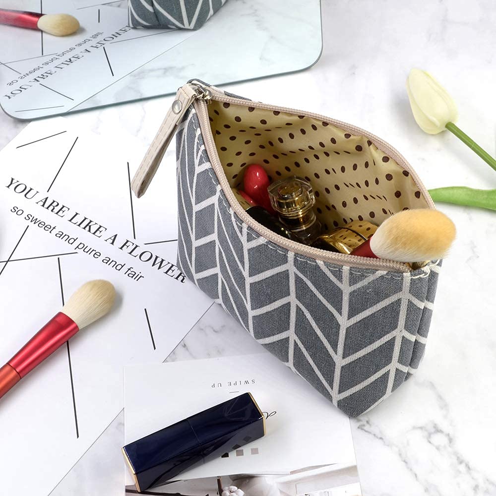 3-Piece Canvas Makeup Bag Set - Waterproof Cosmetic Organizer with Multiple Compartments for Women & Teens - Perfect for Travel, School, Gym & Daily Essentials Storage