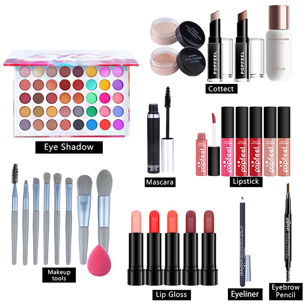 All-in-One Makeup Gift Set for Women - 29 Piece Cosmetic Kit with Lipstick, Eyeshadow, Eyebrow Pencil & Makeup Tools | Perfect for Travel, Birthday Gifts & Everyday Beauty Routine