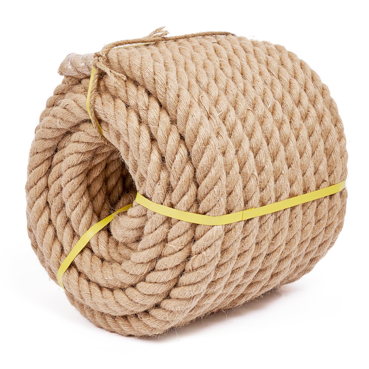 1-1/2 Inch x 100 Feet Natural Jute Rope - Heavy Duty Twisted Hemp Rope for Crafts, DIY Projects, Gardening, Hammocks, Nautical Decor & Outdoor Activities - Perfect for Home Decor, Bundling, Railings and Tug of War Games