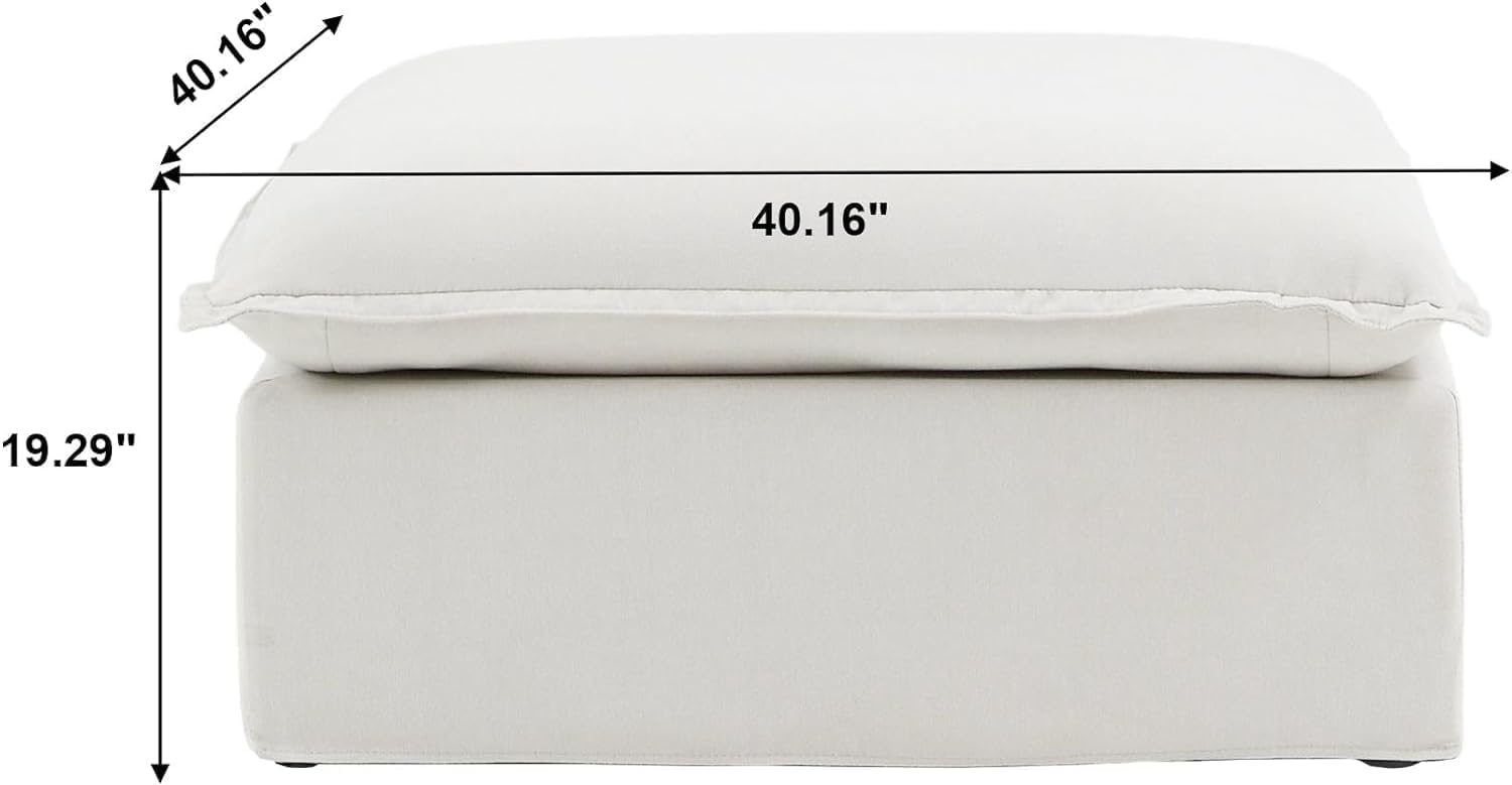JACH Ottoman Module with Removable Cushion Covers - Minimalist, Breathable Footrest Stool for Living Room & Apartment - Beige - Perfect for Lounging, Extra Seating or Coffee Table Alternative