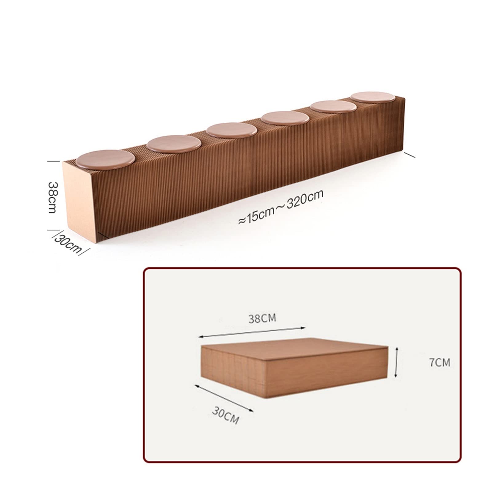 GDMING Retractable Kraft Paper Bench - Foldable Ottoman Stool with Storage, 63