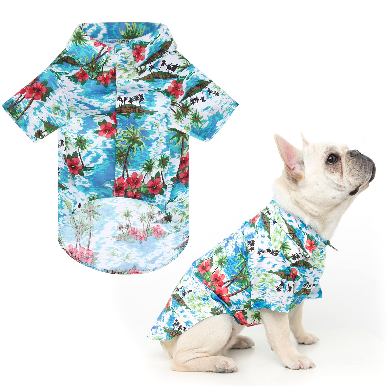 EXPAWLORER Hawaiian Dog Shirt - Breathable Summer Dog Polo T-Shirt with Floral & Tropical Print for Small Medium Large Dogs | Cute Puppy Outfit for Boys & Girls | Perfect for Beach Days, Pool Parties & Summer Adventures