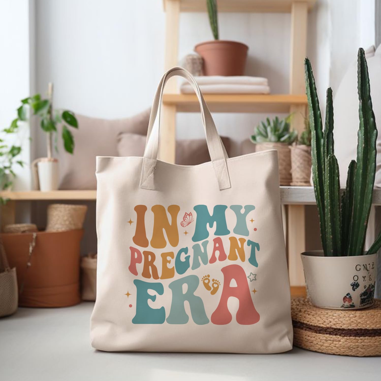 Funny Pregnancy Gifts for Expecting Moms - Iced Coffee Glass Cup & Cotton Tote Bag Set - Perfect First Time Mom Gift for Baby Shower, Christmas or Mother's Day - Great for Maternity Photos, Coffee Dates & Nursery Decor