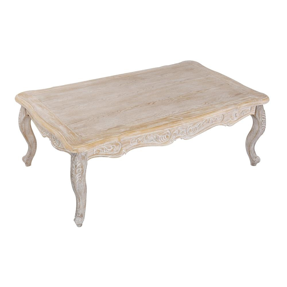Modern White Washed Oak Wood Coffee Table - Plywood Veneer with Durable Finish for Living Room, Lounge & Office