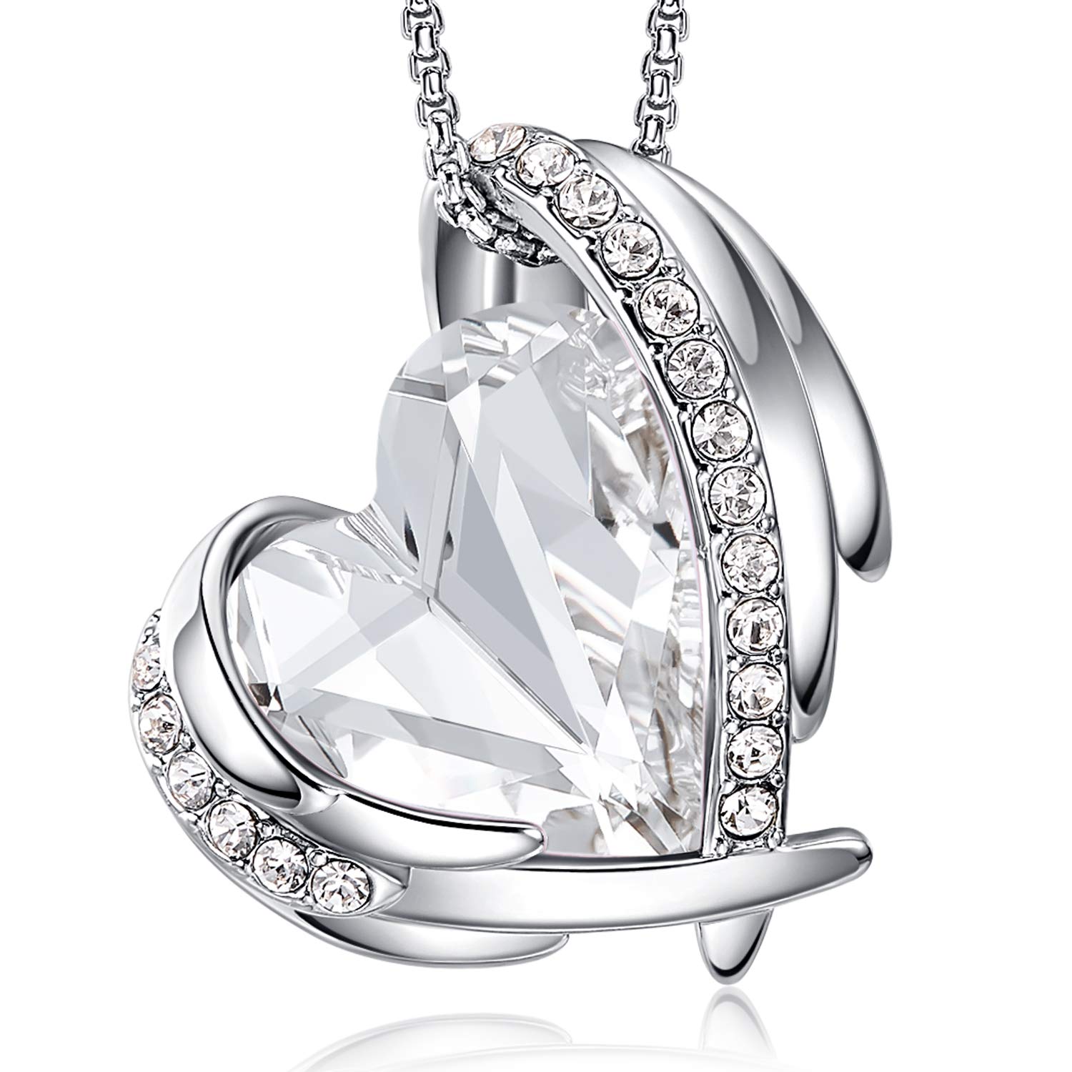 CDE Love Heart Pendant Necklace for Women - Silver & Rose Gold Crystal Birthstone Jewelry | Perfect Gift for Christmas, Mother's Day, Birthday, Anniversary & Valentine's Day | Elegant Everyday Wear & Special Occasion Accessory