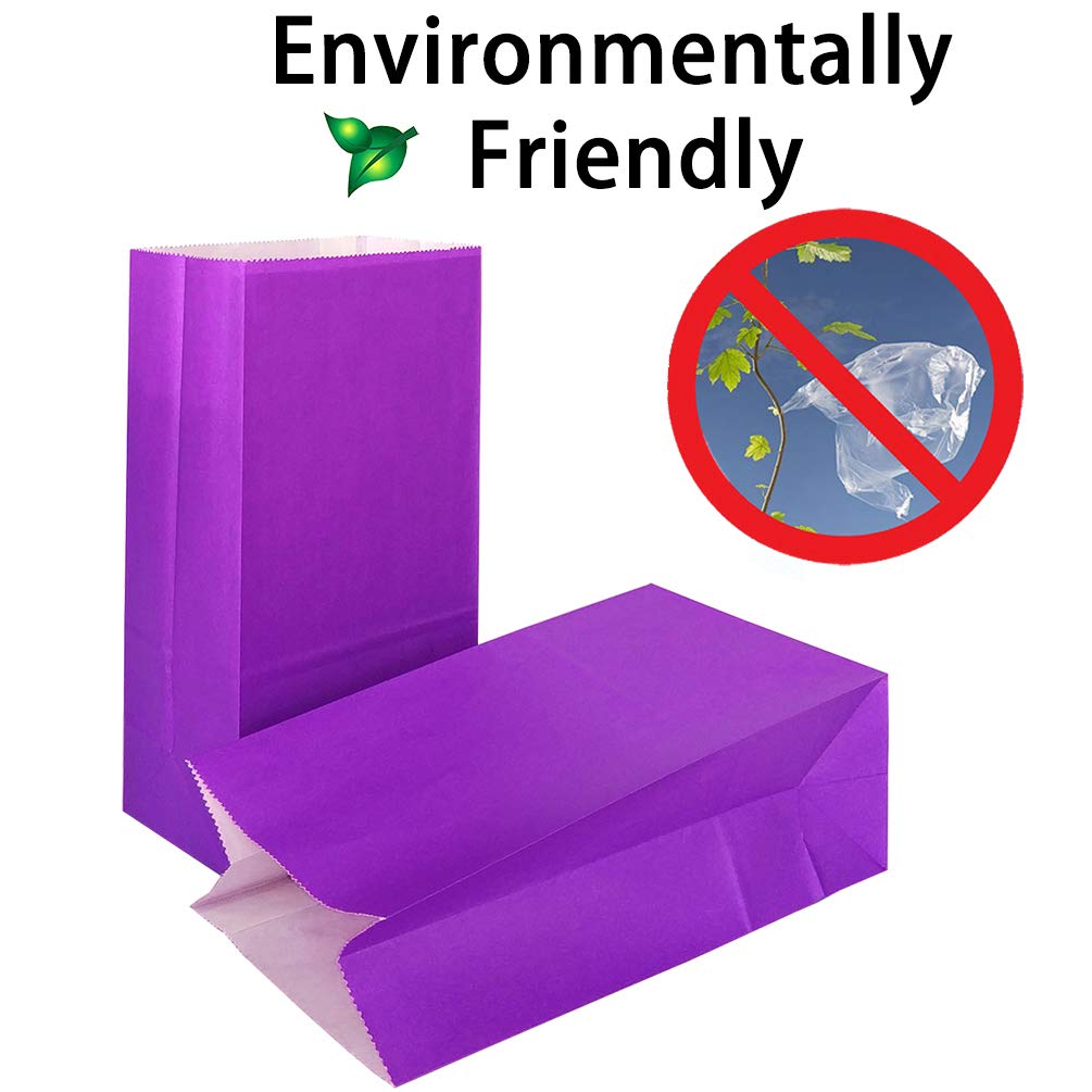 KEYYOOMY 100-Pack Small Purple Paper Party Favor Bags - 3.5