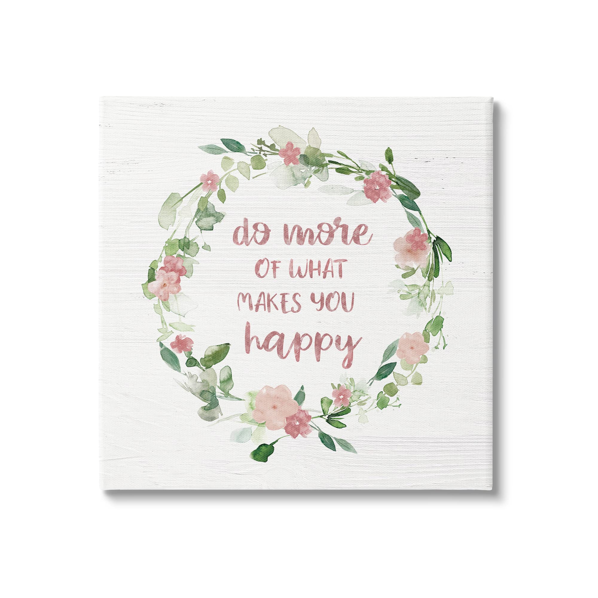 Stupell Industries 'What Makes You Happy' Motivational Phrase Wall Art with Pink Flowers - Designed by Carol Robinson - Perfect for Home Office Decor, Bedroom Inspiration & Living Room Wall Decor
