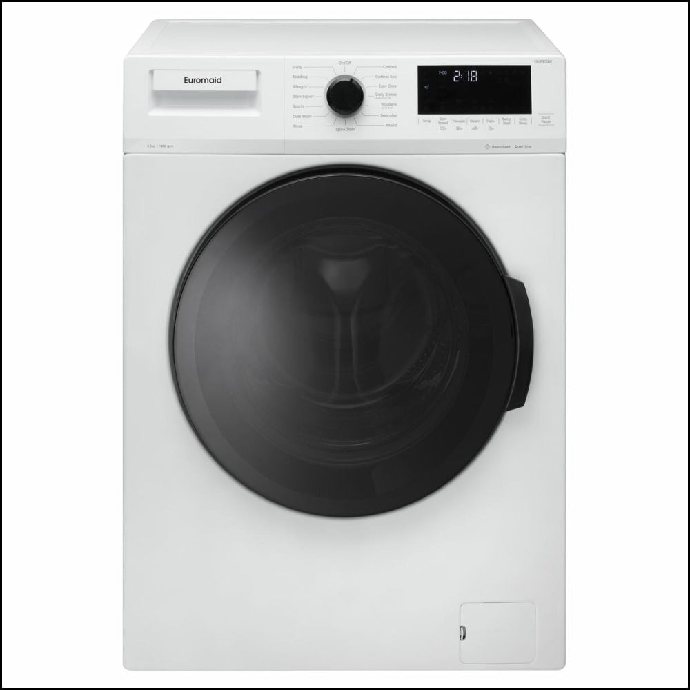 Euromaid EFLP850W 8.5kg Front Load Washing Machine - Energy Efficient, European Made, Ex-Display Discount - Perfect for Small Apartments & Laundry Rooms