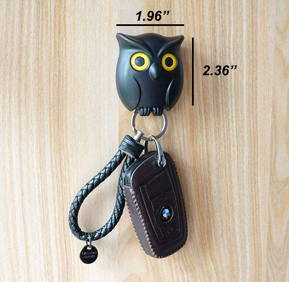 3PCS Cute Magnetic Owl Key Holder - Automatic Open/Close Eyes, Wall Mounted with Self-Adhesive Tape - Perfect for Home, Office & Entryway Organization