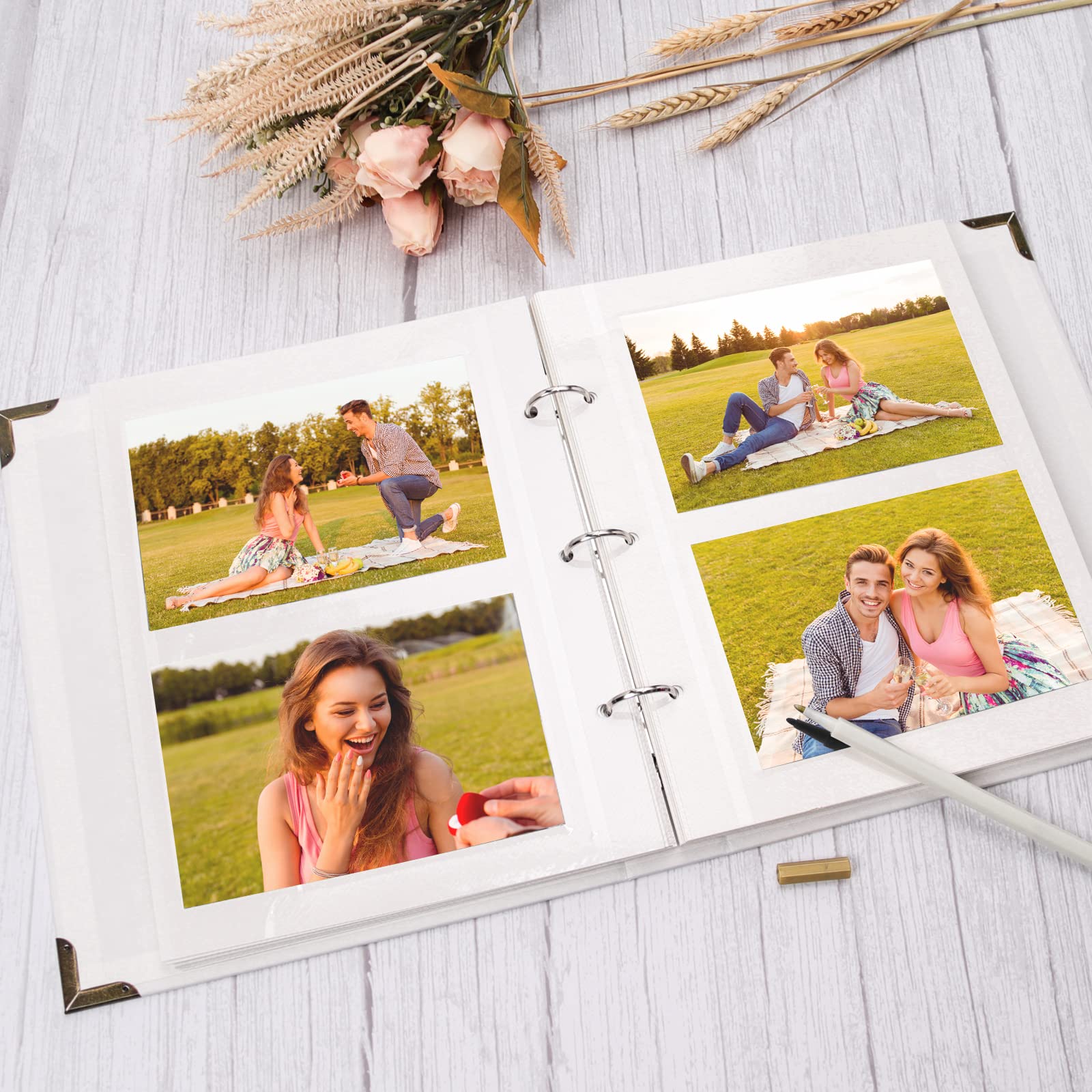 Vienrose DIY Scrapbook Album - 40 Page Self-Adhesive Hardcover Photo Book with 3-Ring Binder, Wedding Guest Book & Memory Book for Couples, Friends, Kids - Perfect for Wedding, Anniversary, Baby Shower Gifts & Photo Preservation