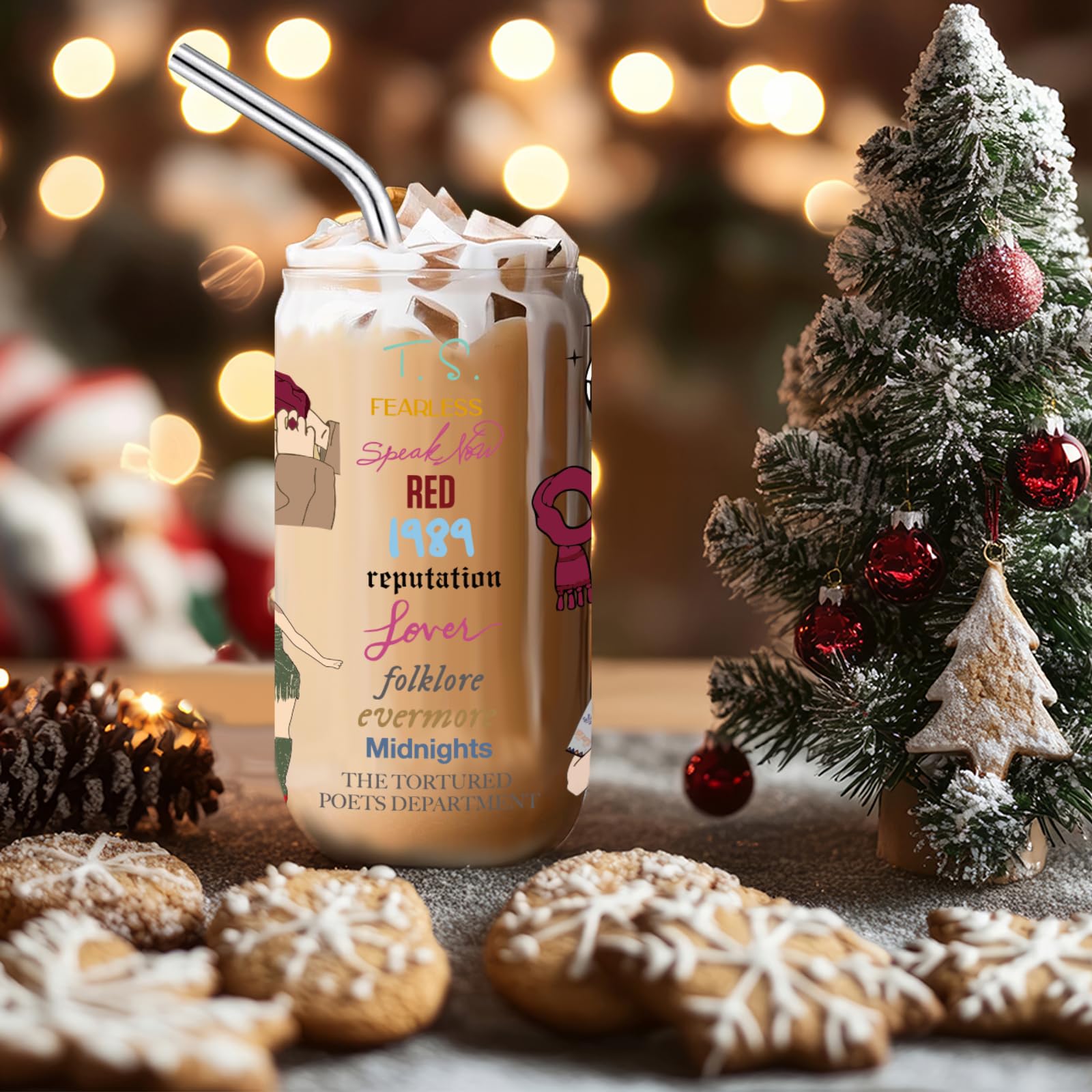 Funny Christmas Glass Cup for Women - 16 oz Insulated Tumbler with Lid & Straw, Cute Coffee Mug for Holiday Parties, White Elephant Gifts, Stocking Stuffers - Perfect for Sisters, Daughters & Best Friends (Great for Office Celebrations, Secret Santa & Family Gatherings)