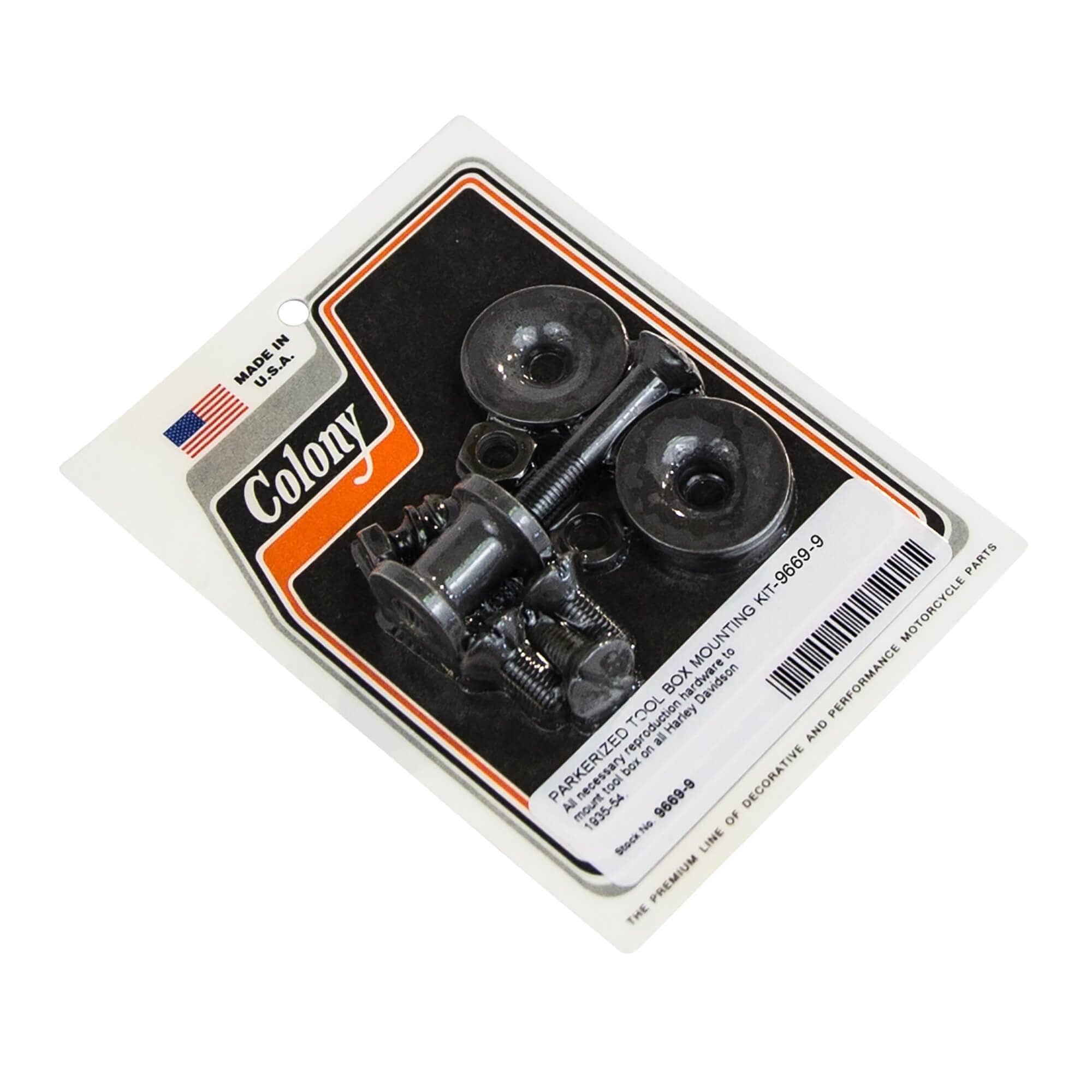 1935-1954 Harley Davidson Tool Box Mounting Kit - 9-Piece Parkerized Set for All Models | Motorcycle Repair & Maintenance Accessories
