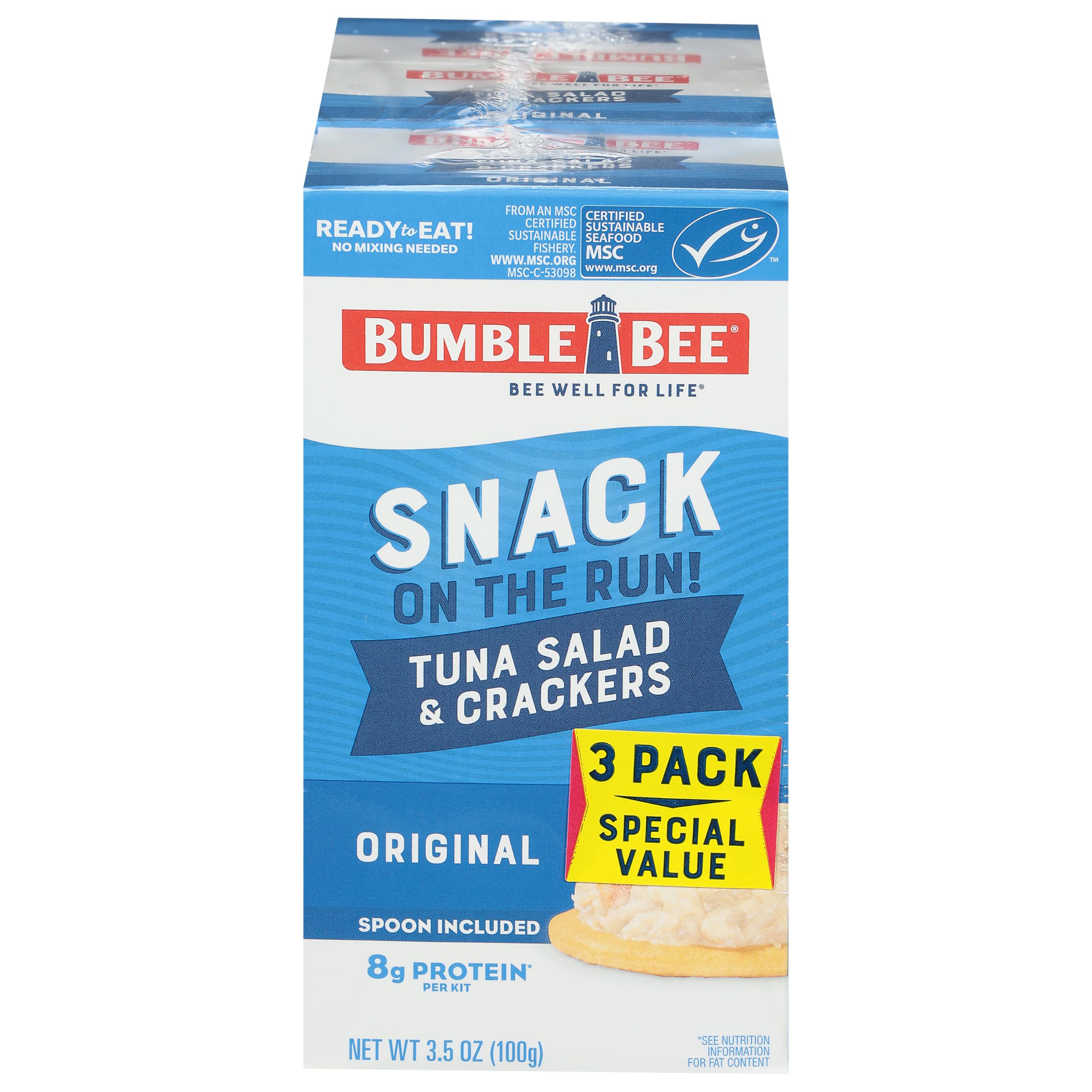 Bumble Bee Tuna Salad Kit with Crackers, 3.5oz (3-Pack) - Ready to Eat Protein Snack for On-The-Go
