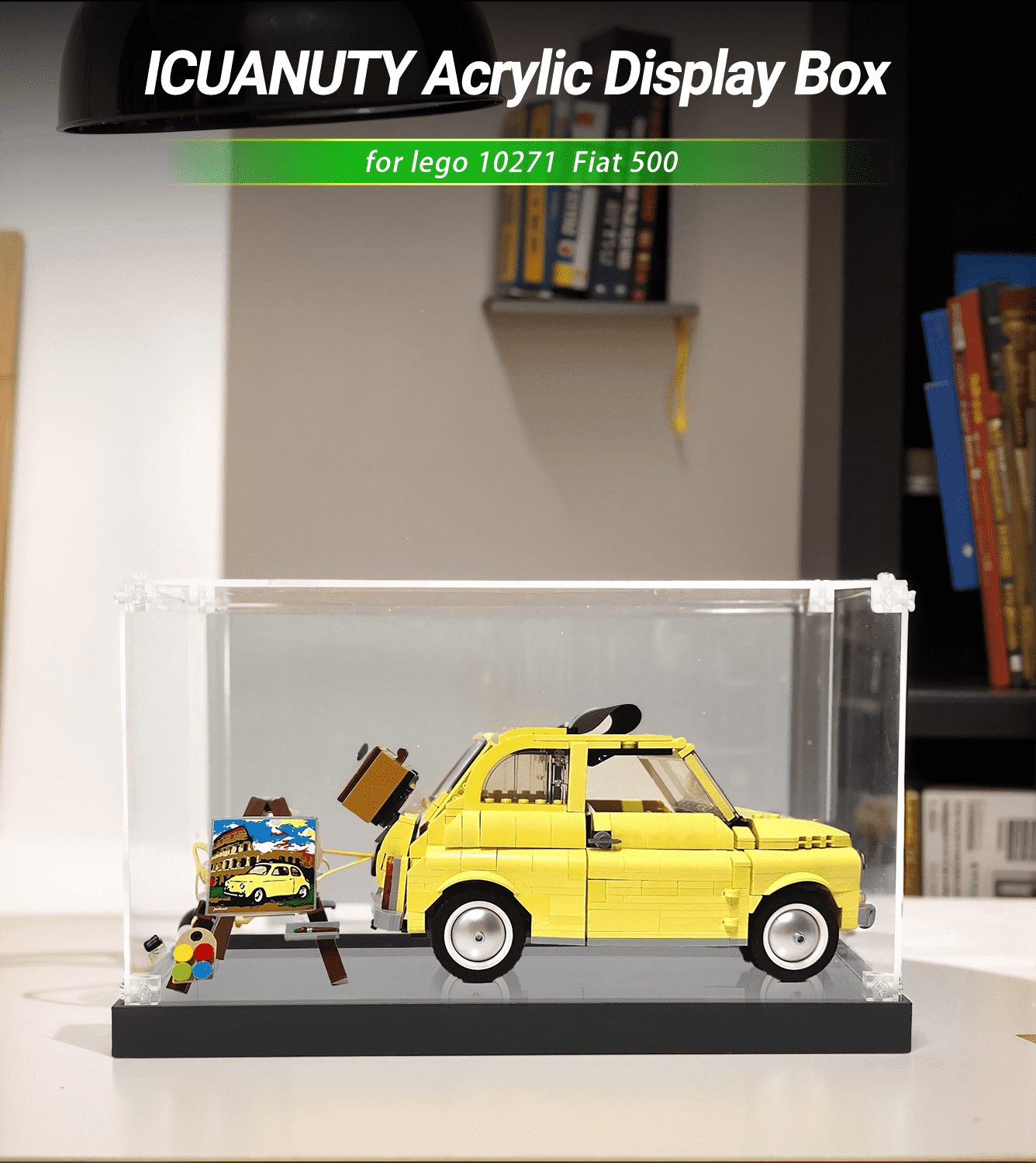 LEGO Creator Expert Fiat 500 10271 Display Case - Protective Showcase for LEGO Model Car Collection - Perfect for Home Decoration & Gift Giving
