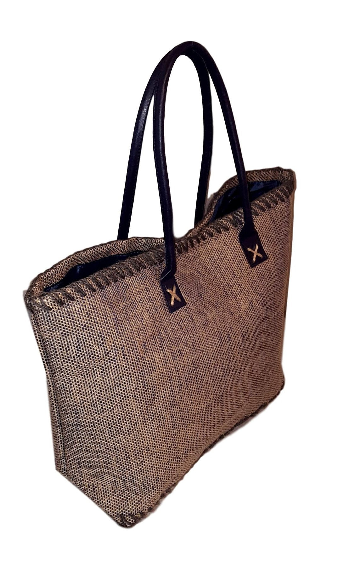 101 BEACH Large Jute Tote Bag - Custom Embroidery Available (Navy) | Eco-Friendly Reusable Grocery Shopping Bag for Beach, Market & Travel