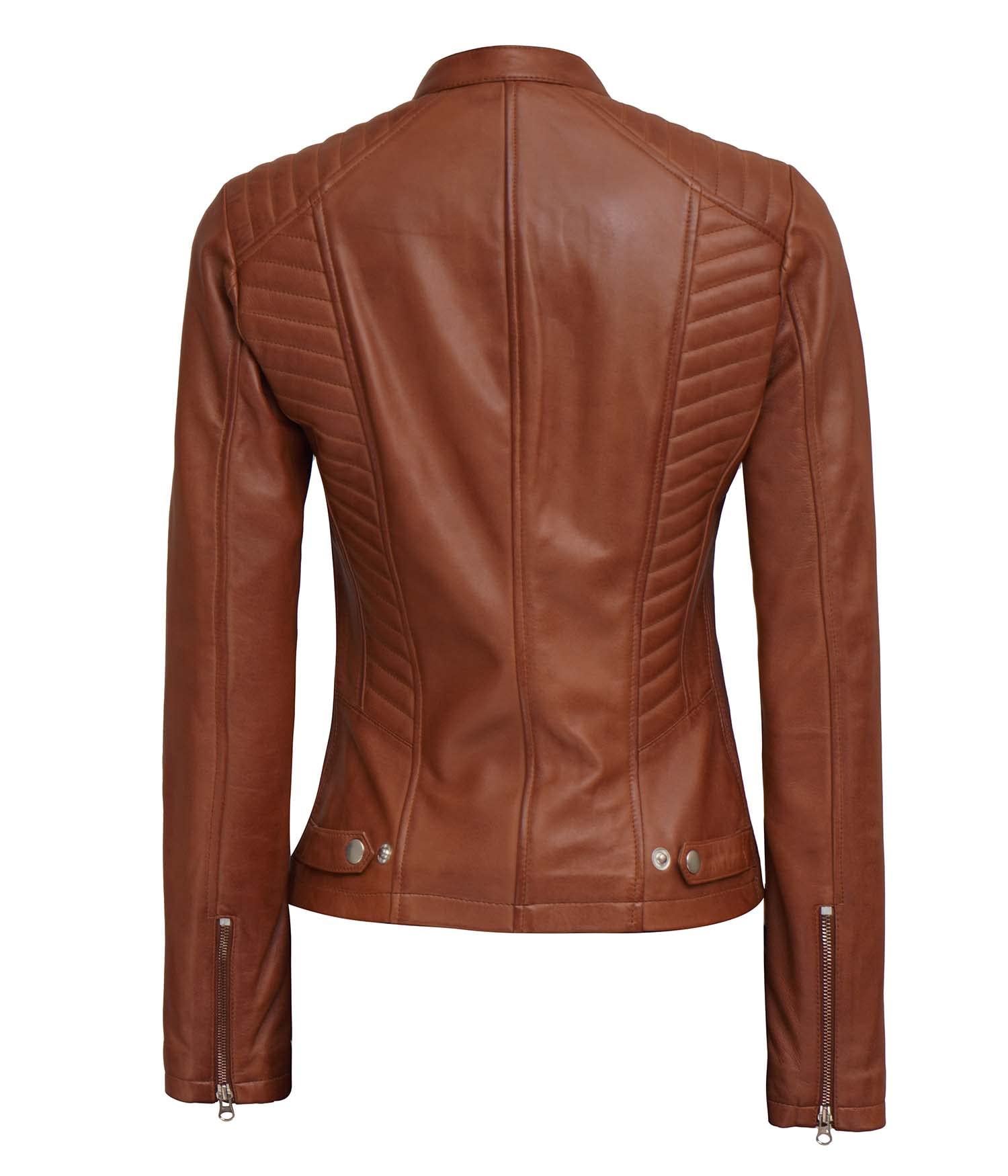 Decrum Genuine Leather Jacket for Women - Stylish Cafe Racer Motorcycle Jacket with Premium Stitching | Perfect for Biker Fashion, Casual Outfits & Night Out Looks