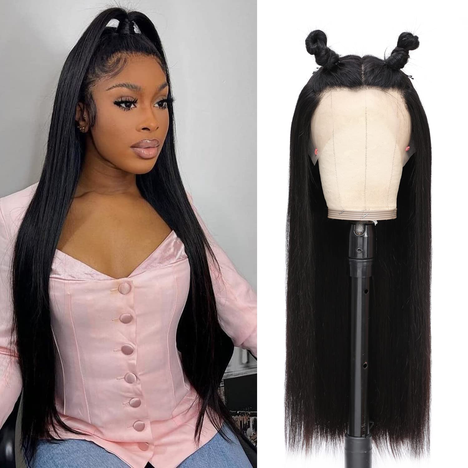 DULOVE 13x4 HD Transparent Lace Front Wigs Human Hair - Straight 200% Density Glueless Pre Plucked with Baby Hair 22 Inch Natural Color for Women | Perfect for Daily Wear, Cosplay, Weddings & Special Occasions