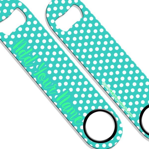 Personalized Polka Dot Bottle Opener - Custom Name Speed Opener for Beer, Soda & Home Bar Accessories - Perfect for Parties, Gifts & Kitchen Use