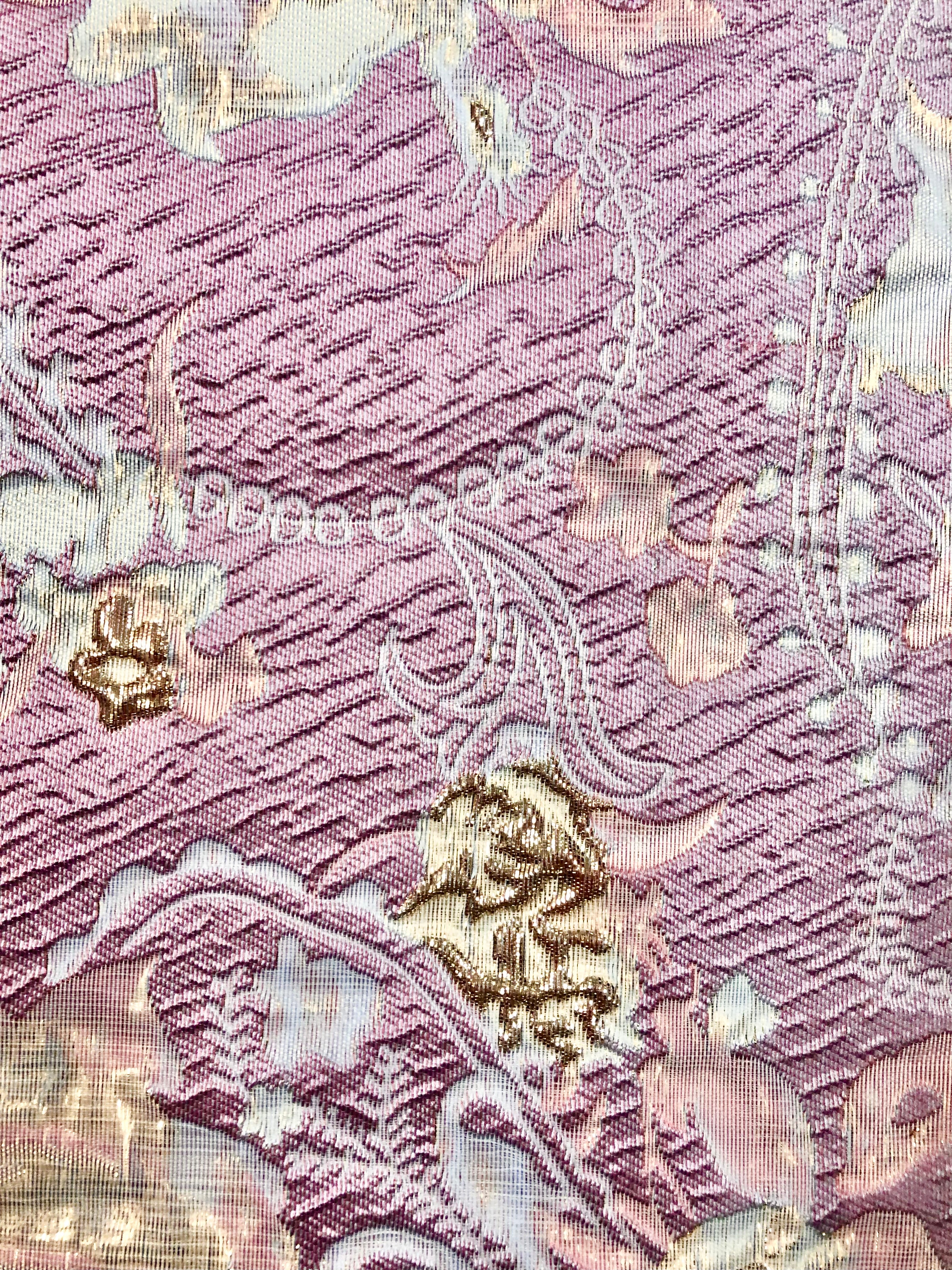 Elegant 58-inch 3D Brocade Scarf in Pale Rose Gold with Light Blue, Pink & Lilac - Reversible Fashion Accessory for Women - Perfect for Parties, Weddings & Special Occasions