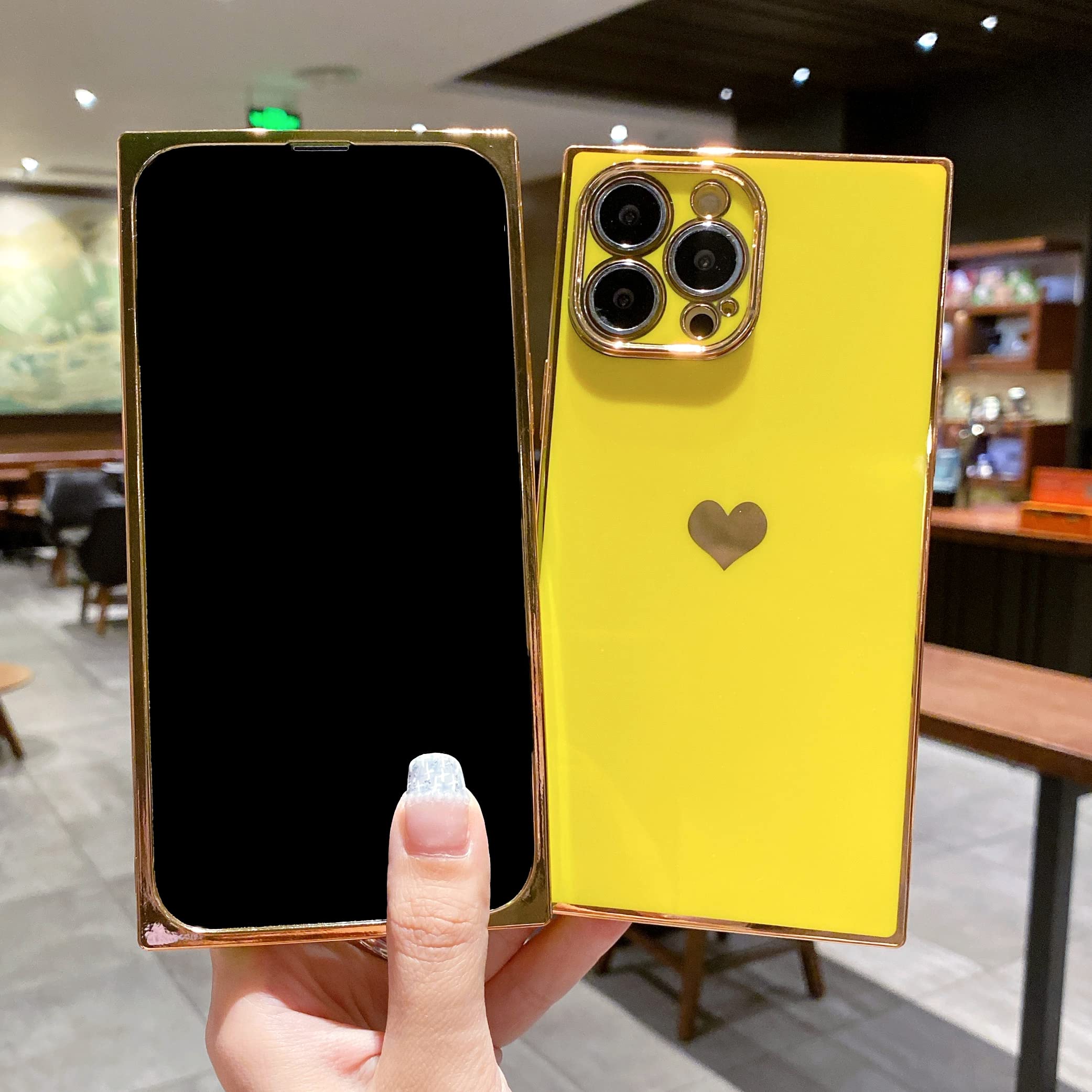 Tzomsze iPhone 13 Pro Max Case - Cute Aesthetic Camera Lens Protection, Electroplate Reinforced Corners, Shockproof TPU Phone Cover (Yellow) | Perfect for Everyday Use, Travel & Outdoor Activities