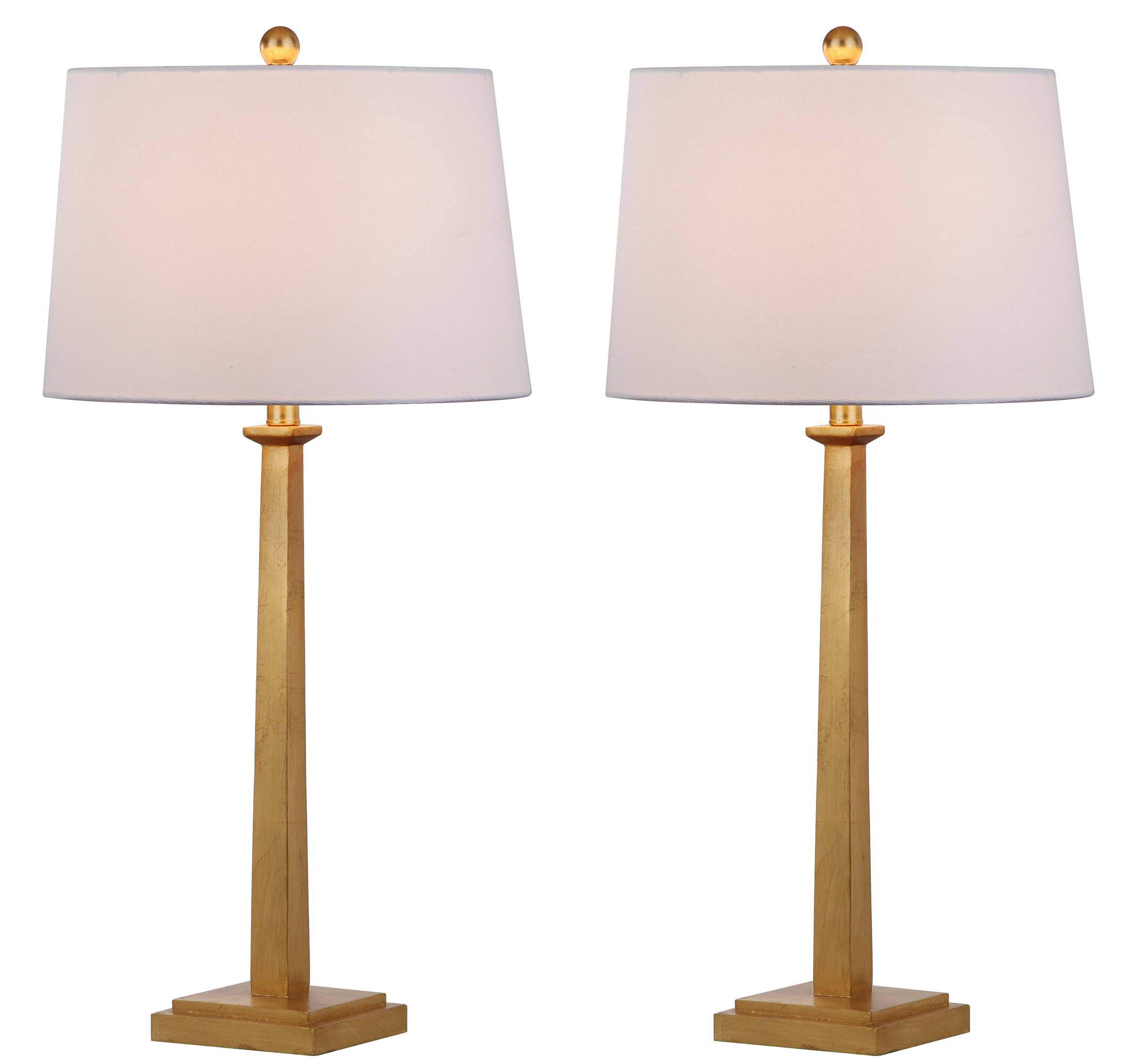 SAFAVIEH Andino Gold 32-inch Table Lamp Set of 2 with LED Bulbs - Modern Bedroom, Living Room & Home Office Lighting for Nightstands and Desks