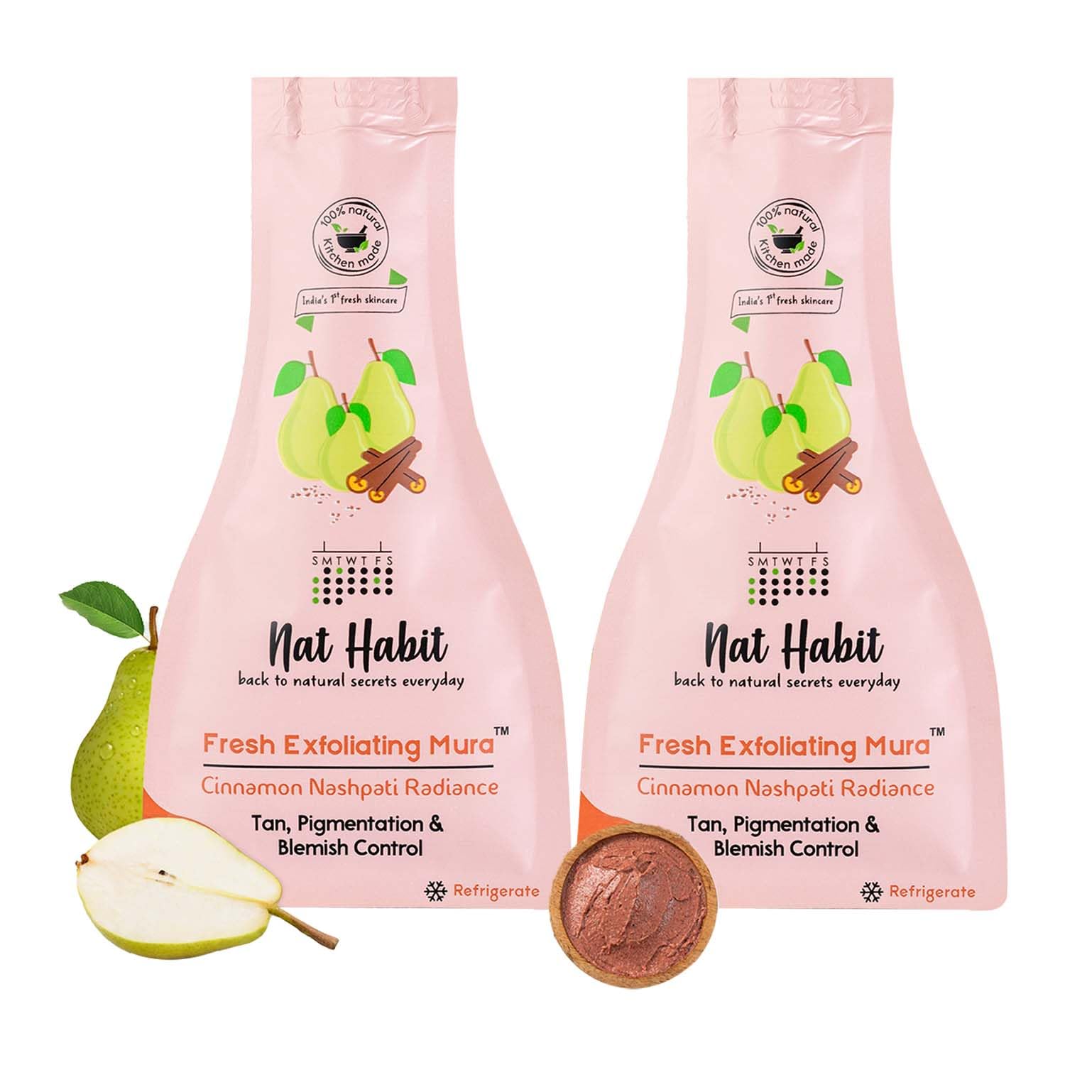 Organic Cinnamon & Pear Face Scrub for Tan Removal, Deep Cleansing & Brightening - Natural Exfoliator for Pigmentation & Blemish Control - Chemical-Free Skincare (2 x 25g) - Perfect for Daily Glow Routine & Post-Sun Care