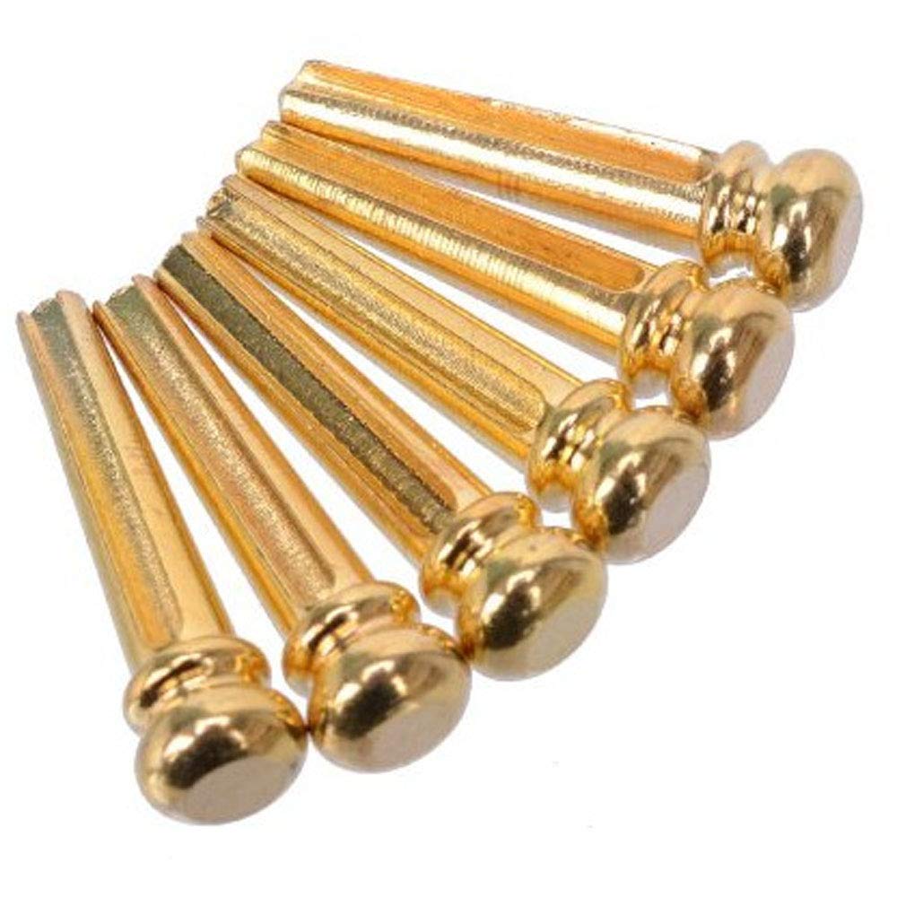 6Pcs Brass Guitar Bridge Pins - Gold Acoustic Guitar String Pegs & Fixed Cones for Folk Guitar Replacement Parts | Perfect for Guitar Maintenance & String Changing
