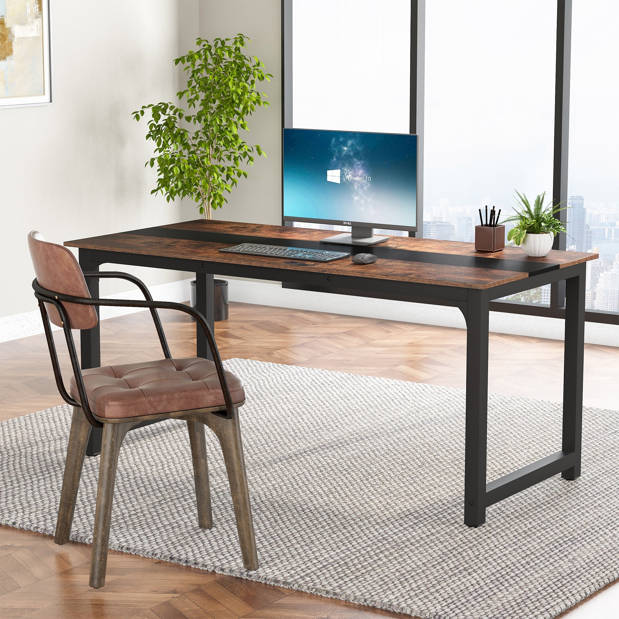Tribesigns Modern Computer Desk - 55 Inch Office Desk with Keyboard Tray, Sturdy Study Writing Table for Home & Workspace - Perfect for Gaming, Remote Work & Small Spaces