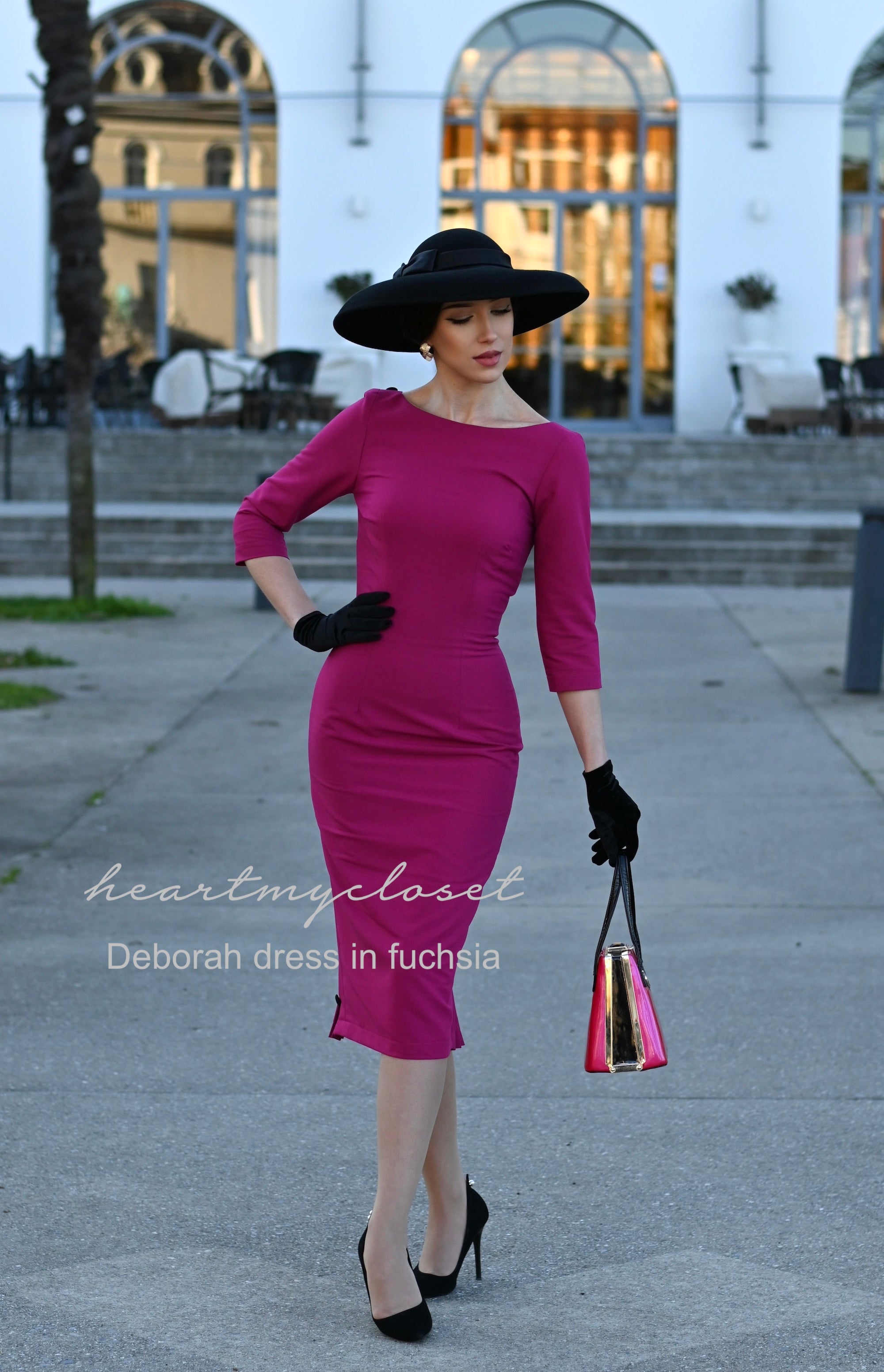 Deborah Women's Pleated Back Pencil Dress - Slim Fit Office Work Dress for Business, Cocktail Parties & Formal Events