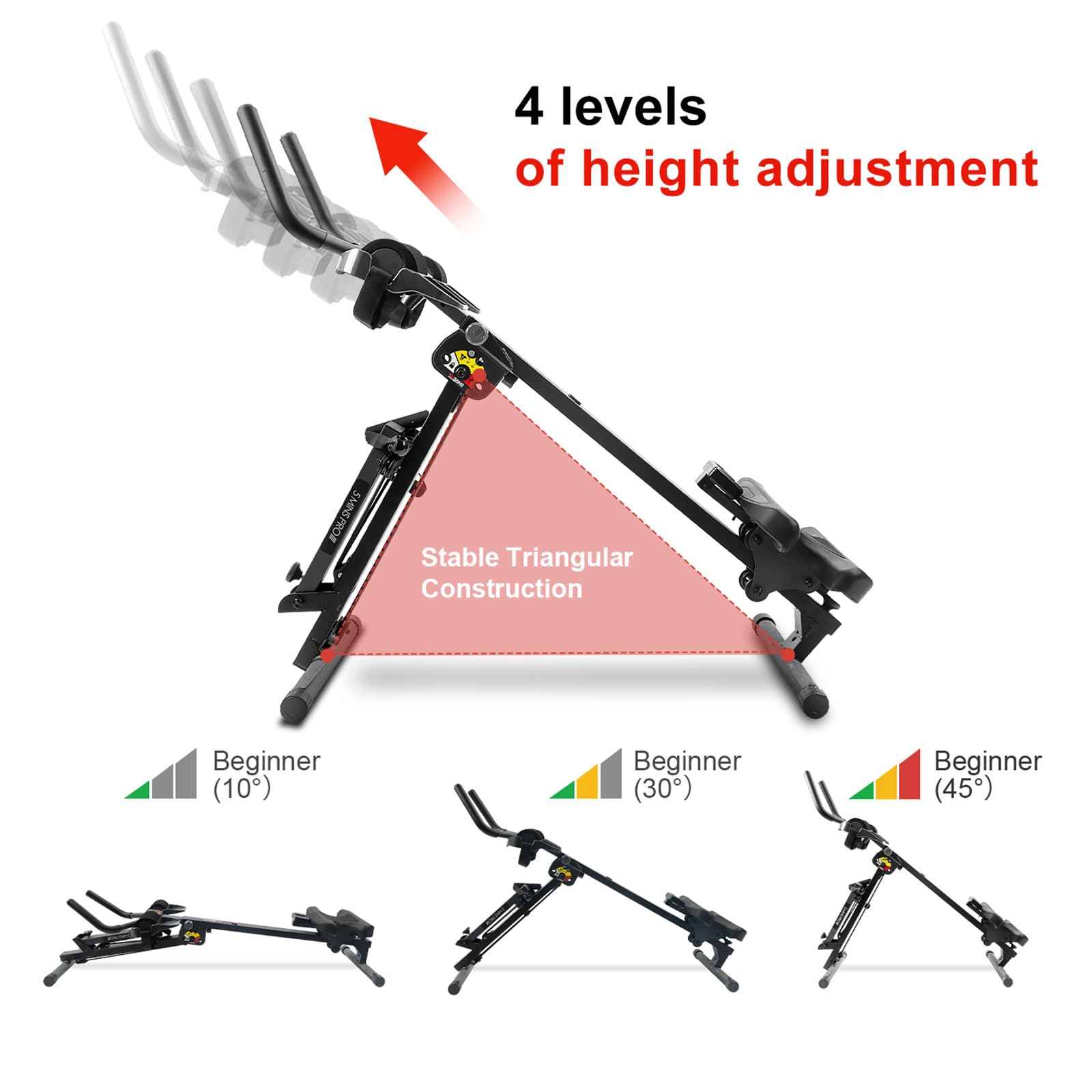 TOUSAINS 3-in-1 Foldable Rowing Machine with Resistance Bands - Full Body Workout Equipment for Home Gym, Ab Trainer & Cardio Exercise - Perfect for Small Spaces & Indoor Fitness (Black)