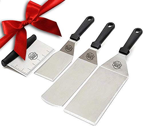 Premium Stainless Steel Griddle Spatula Set - Heavy Duty Commercial Grade, Dishwasher Safe - Perfect for Hibachi, Blackstone Griddle, Camping & Outdoor Cooking - Essential BBQ Tools for Grilling, Flipping & Serving