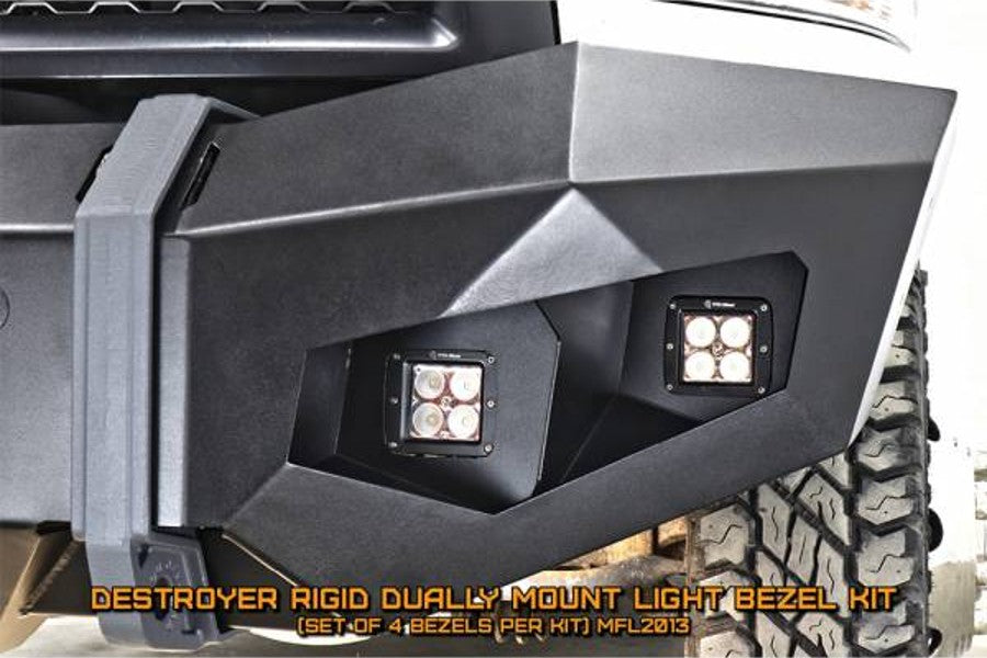 2010-2023 GMC Sierra 2500HD & 3500HD LOD Offroad Destroyer Truck Rigid Dually LED Light Bar Bezel Kit - Black Textured Finish - Perfect for Off-Roading, Truck Customization & Night Driving