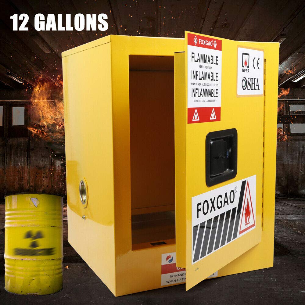 Flammable Liquids Safety Storage Cabinet - 4 Gallon Manual Close Mini Cabinet for Chemicals, 17