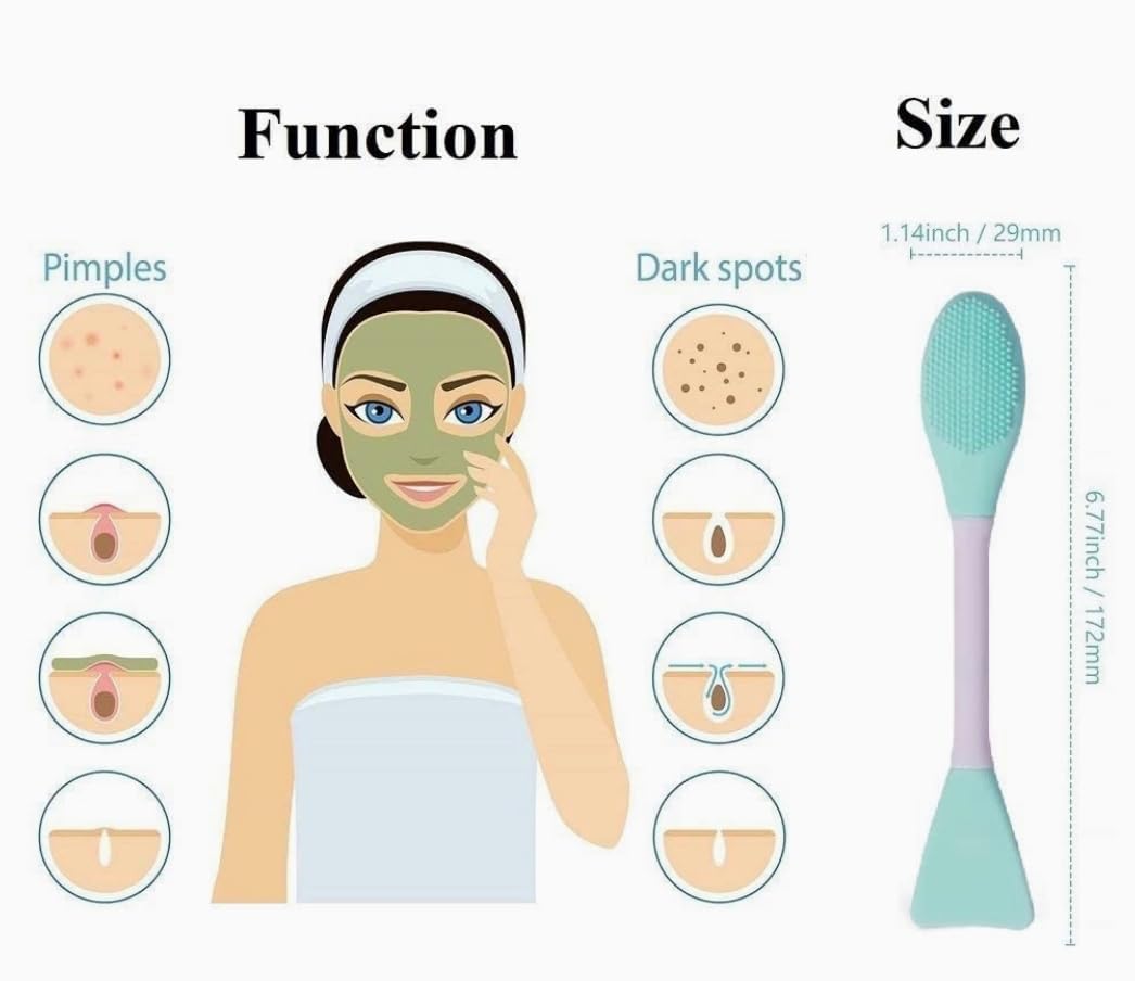 2 in 1 Silicone Face Scrubber & Cleansing Brush - Gentle Exfoliator for Pore Cleansing, Blackhead Removal & Deep Facial Cleaning | Perfect for Daily Skincare Routine & Travel