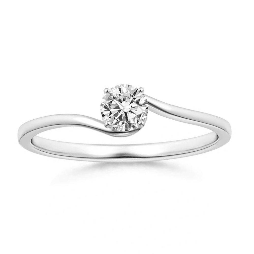 Lab Grown Diamond Solitaire Twist Promise Ring - Classic Round Cut Engagement Band for Women, Perfect for Anniversaries, Proposals & Special Occasions