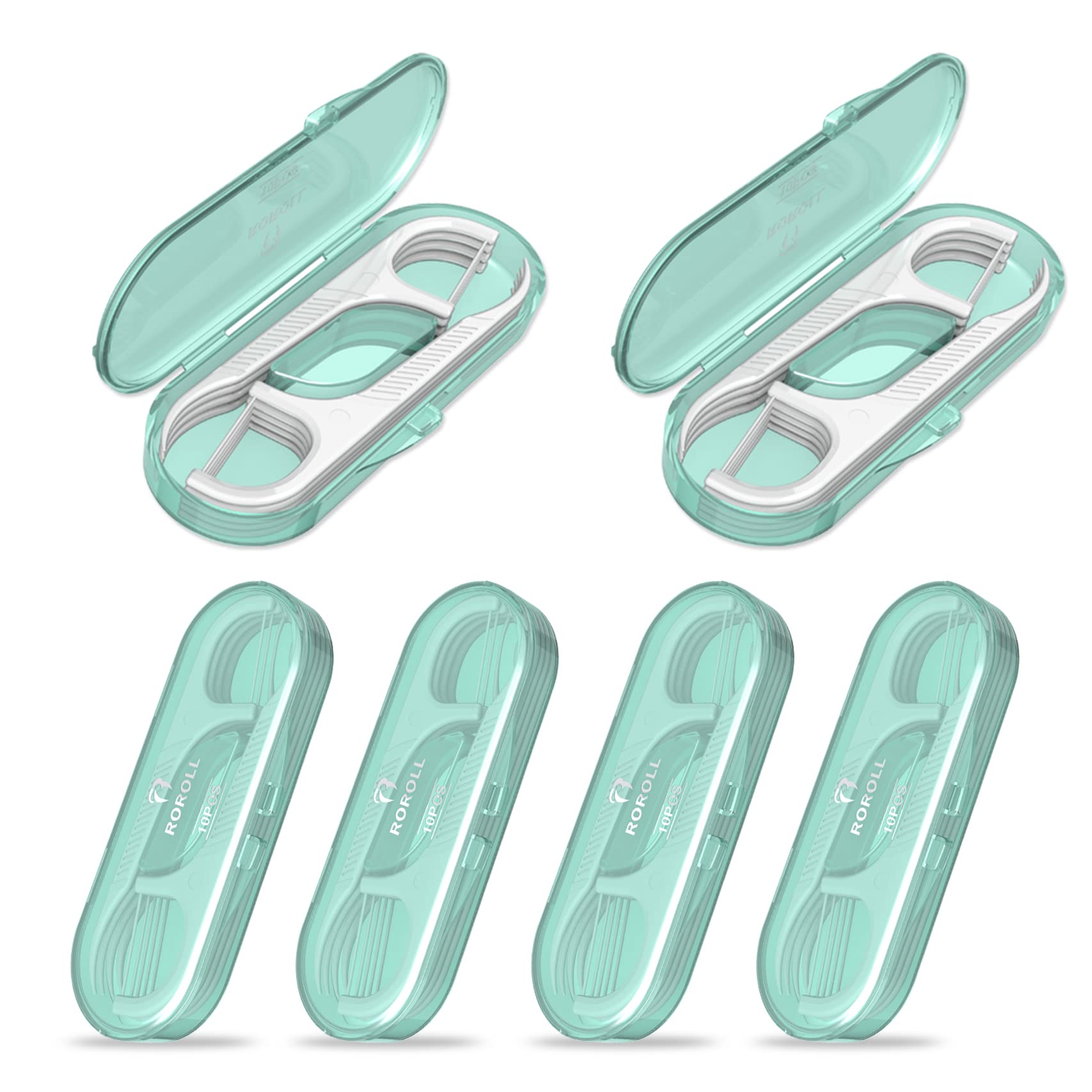 LIAMOSS Dental Floss Travel Case - 60 Count Portable Floss Picks Holder (Green) for Teeth Cleaning | Perfect for Travel, Hotel & Family Use | Compact Oral Hygiene Solution for On-the-Go