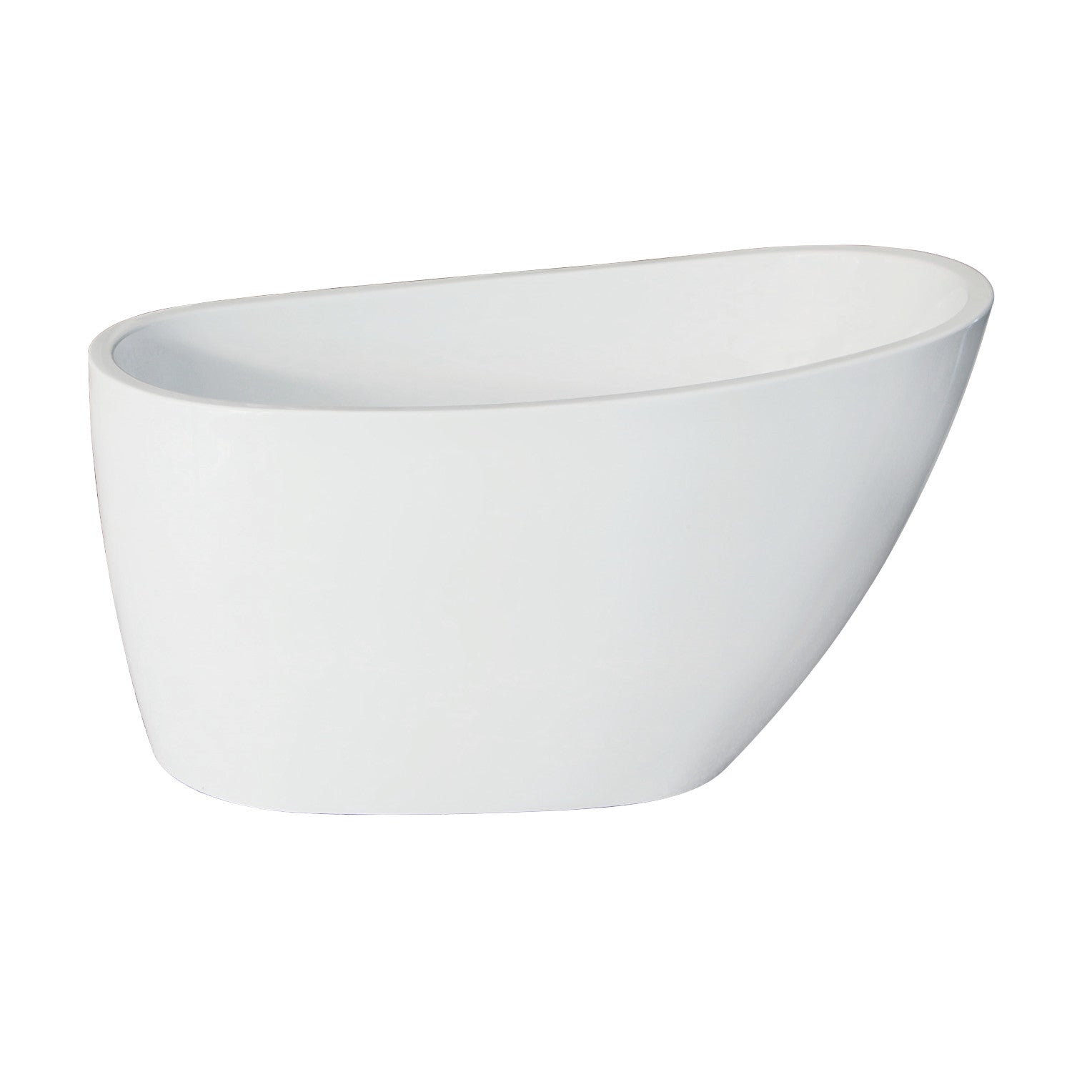 Aqua Eden 48 Inch Acrylic Oval Freestanding Bathtub - Glossy White Slipper Tub with Drain | Modern Soaking Tub for Spa-Like Relaxation in Master Bathroom