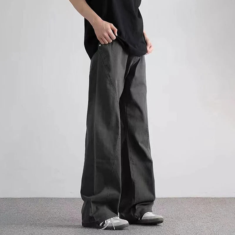 American Style Men's Denim Jeans - Solid Color Casual Straight Leg Bootcut Trousers with Distressed Wash | Trendy Male Jeans 9W1222 | Perfect for Everyday Wear, Work & Casual Outings