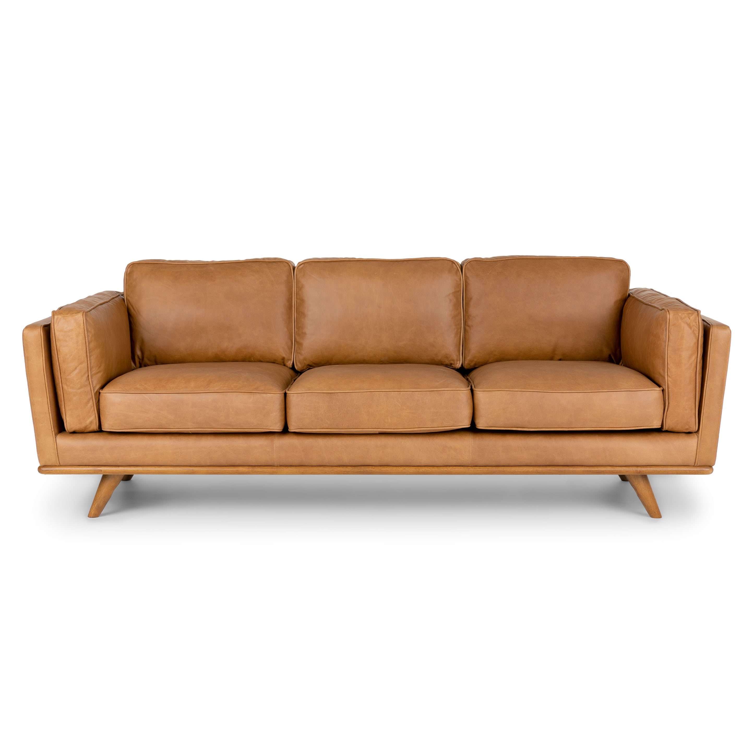 Luxury Tan Finish Leather Sofa for Living Room - White Rock | Edmonton Furniture Store | Perfect for Modern Home & Office Decor