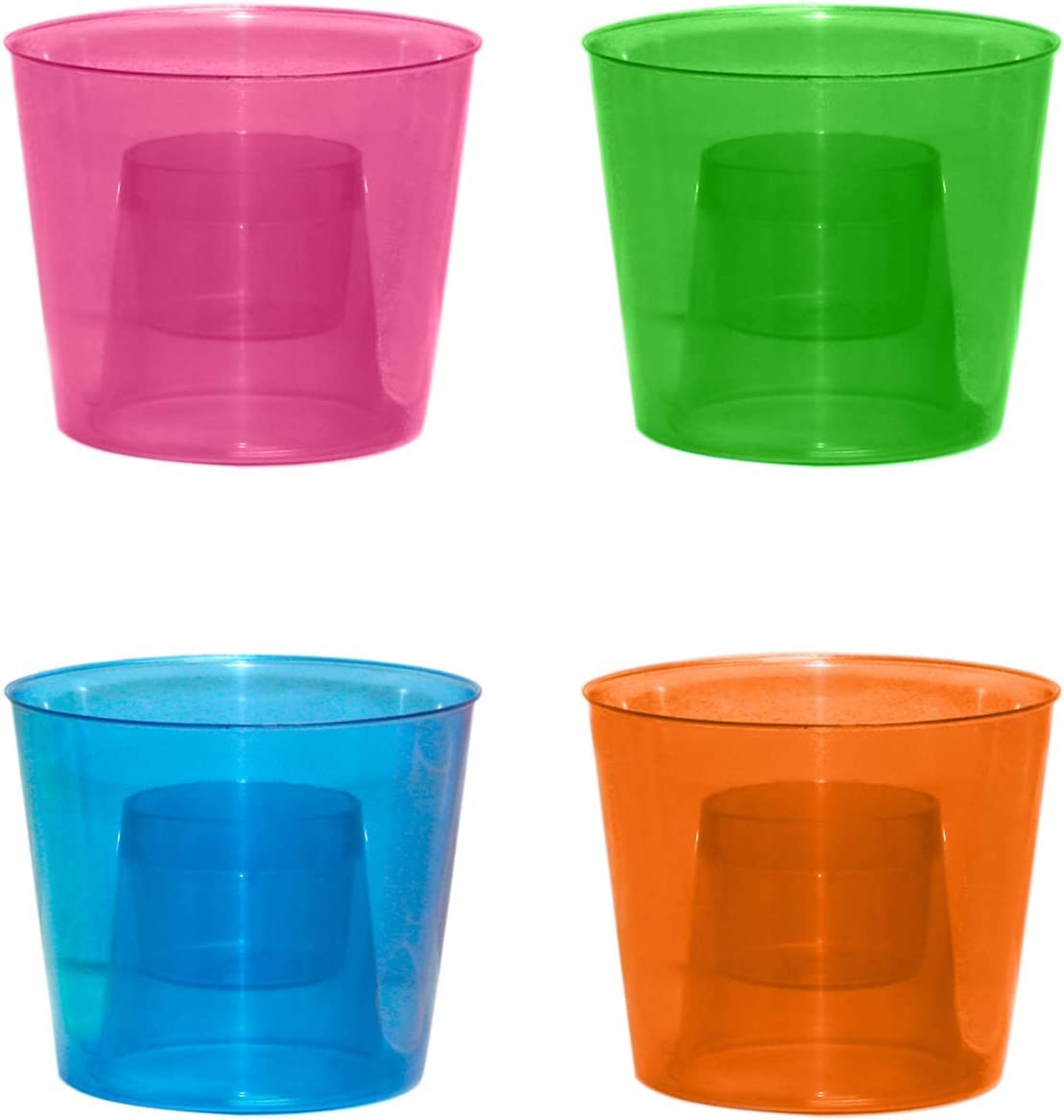 Neon Party Cups 4oz Hard Plastic Shot Glasses - 12-Pack Assorted Colors for Cocktails, Beer & Mixed Drinks - Perfect for Birthday Parties, Tailgates & Bar Events