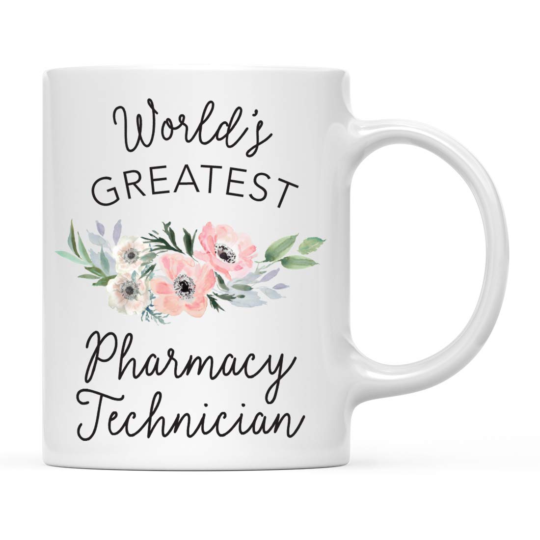 **Andaz Press 11oz Coffee Mug - Floral Bohemian Pink Anemone Design - Perfect Gift for Pharmacy Technicians, Women - Ideal for Coffee, Tea, Hot Drinks - Great for Birthdays, Christmas, Graduation (1-Pack)**