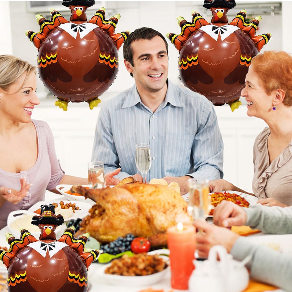 3pcs Large Thanksgiving Turkey Balloons - Fall Harvest Party Decorations for Thanksgiving, Birthday, and Harvest-Themed Celebrations - Perfect for Home, Office, and Outdoor Party Decor