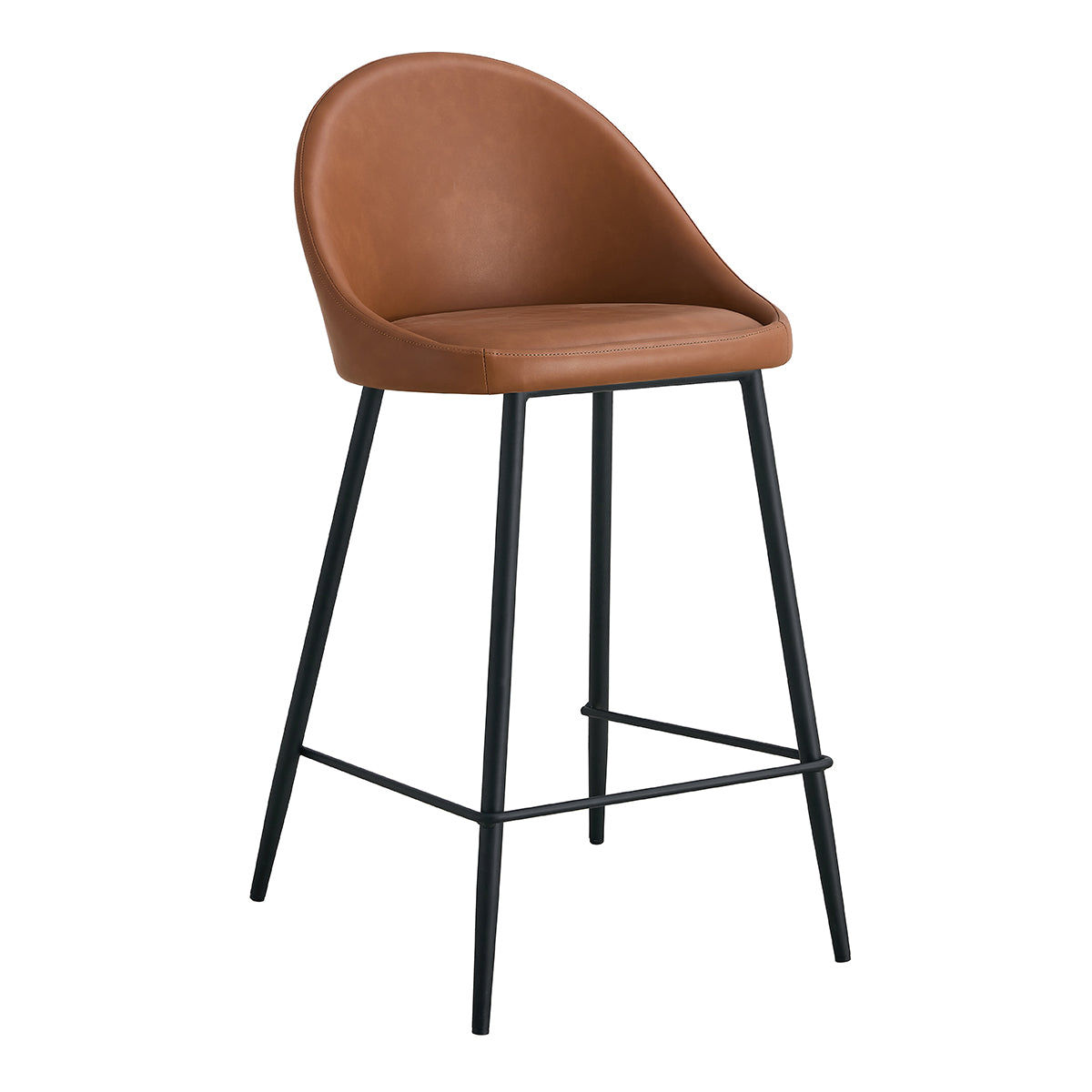 Premium Leo Leatherette Bar Stools (Set of 2) - Modern PU Leather Counter Height Stools for Kitchen Island, Breakfast Bar & Home Decor