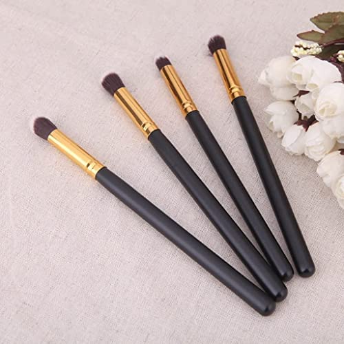 Professional MeeTo Eyeshadow Blending Brush Set - 4 Pcs Bristle Pencil Brushes for Eyeshadow, Foundation & Mascara Application - Perfect for Makeup Artists & Beginners (Black)