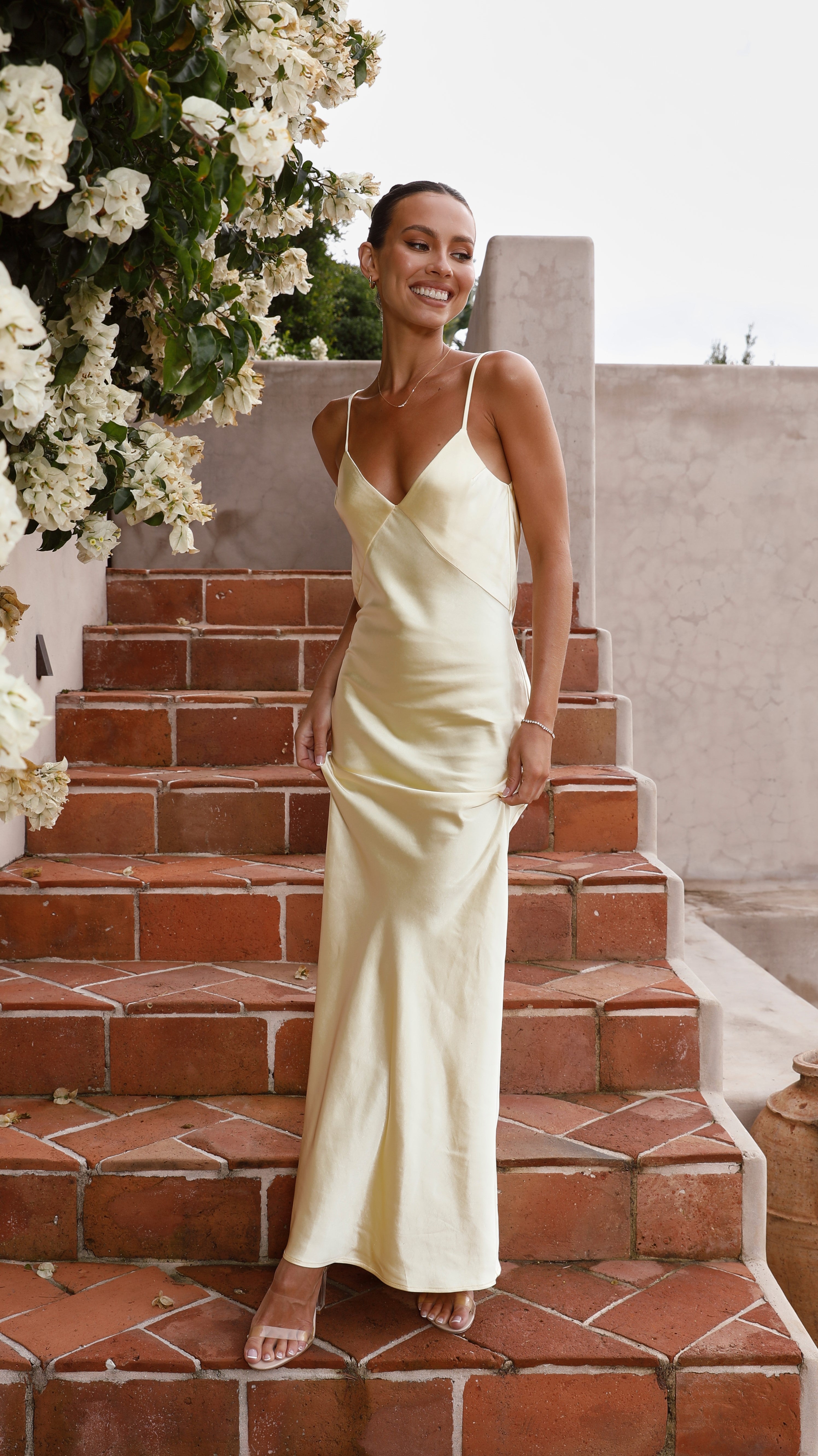 Gisella Women's Maxi Dress in Yellow - Elegant Flowy Long Dress for Summer Beach, Vacation, and Casual Wear
